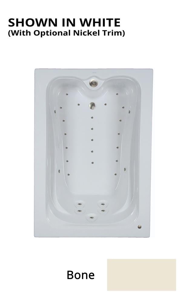 WaterTECH A6042 ELITE BONE Elite 41.75-in x 59.75-in Bone Acrylic Drop-In Air Bath Drain (Reversible Drain)