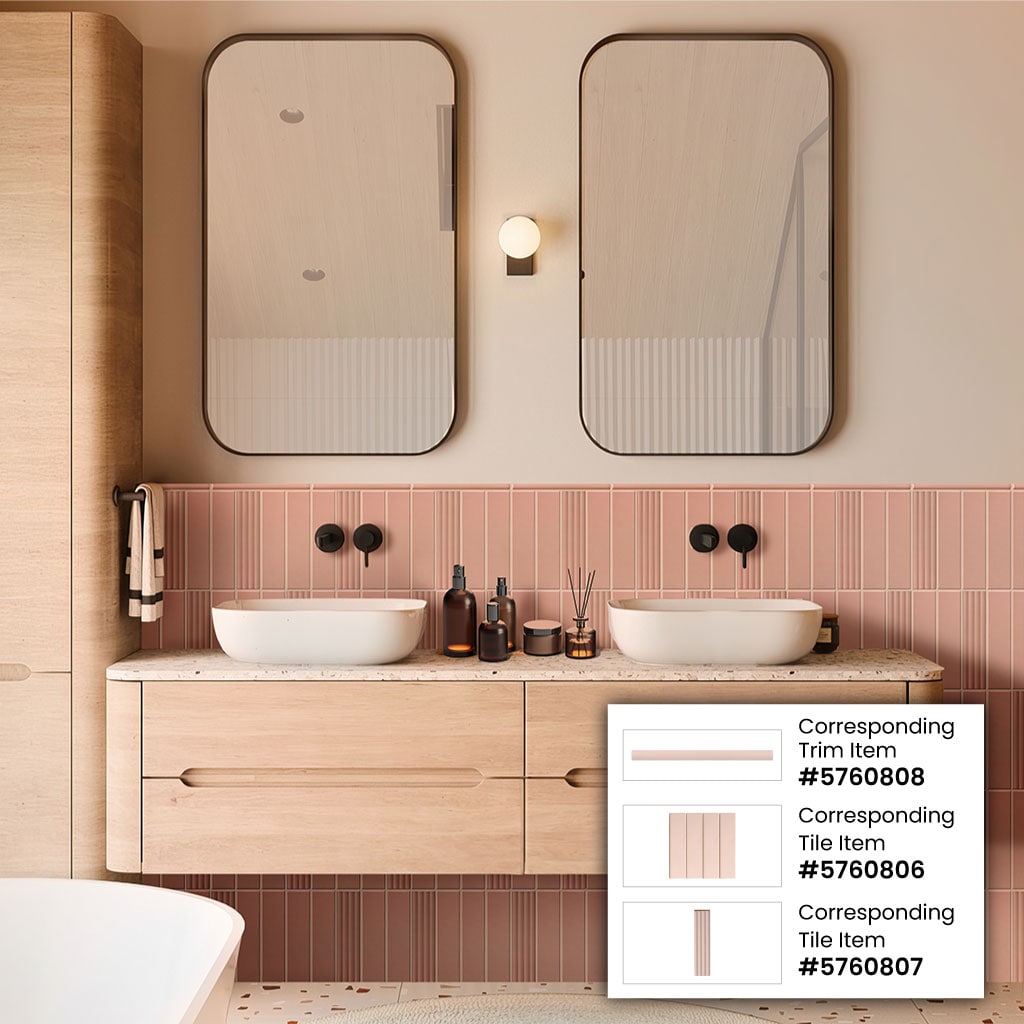 Matte Pink Ceramic Subway Tile Trim 1.97'' x 7.87''
