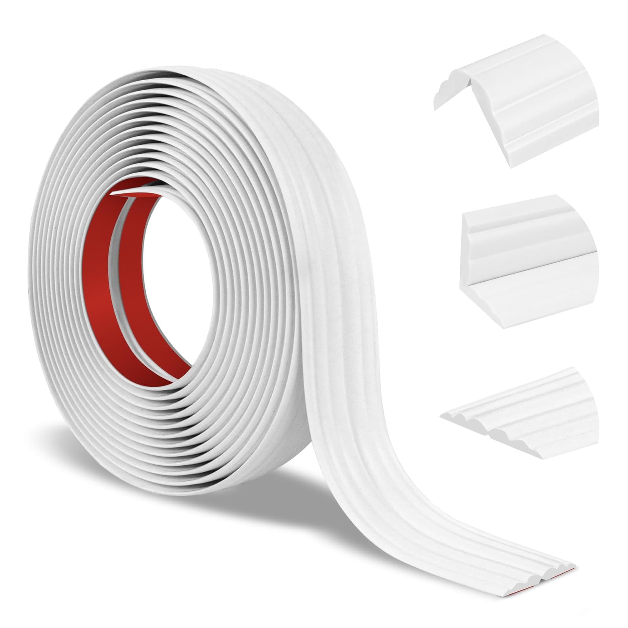 Angel Sar 1.6 Inch x 20FT Self Adhesive Flexible Wall Corner Protector Peel and Stick Corner Trim Molding Inside Outside Wall Edge Guard Moulding Trim for Edge Use White