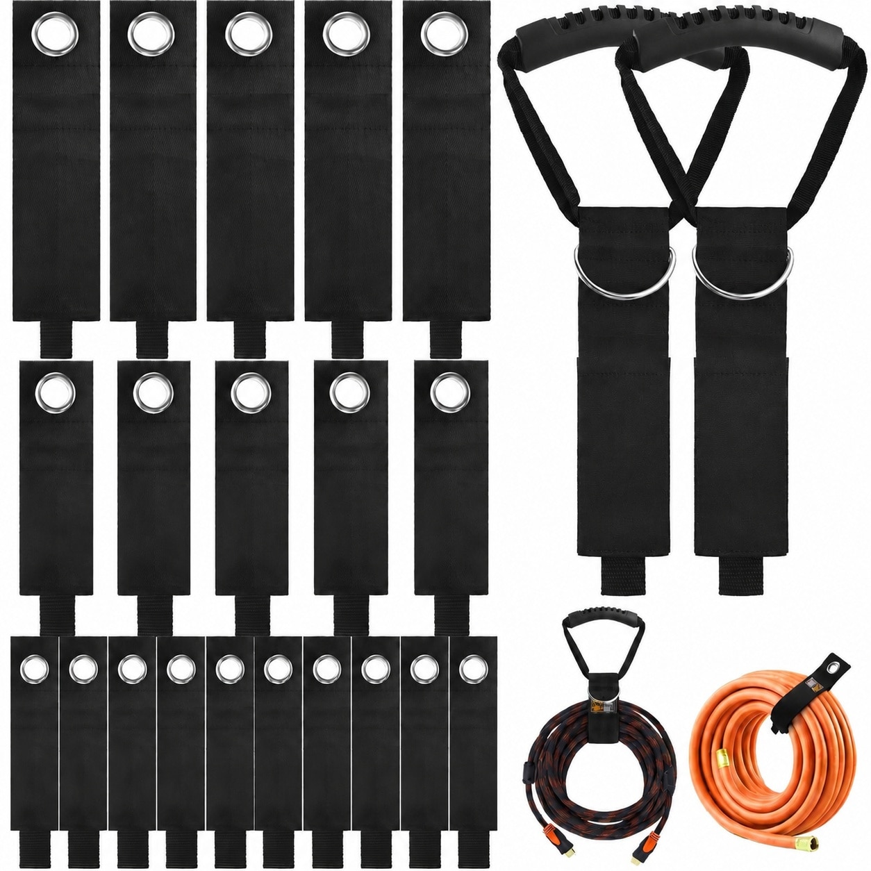 Misopily  22PCS Heavy Duty Storage Straps Garage Hooks Tool Organizers and Fastening Straps Cord Wrap Keeper for Cords Hoses Rope RV Boat Garage