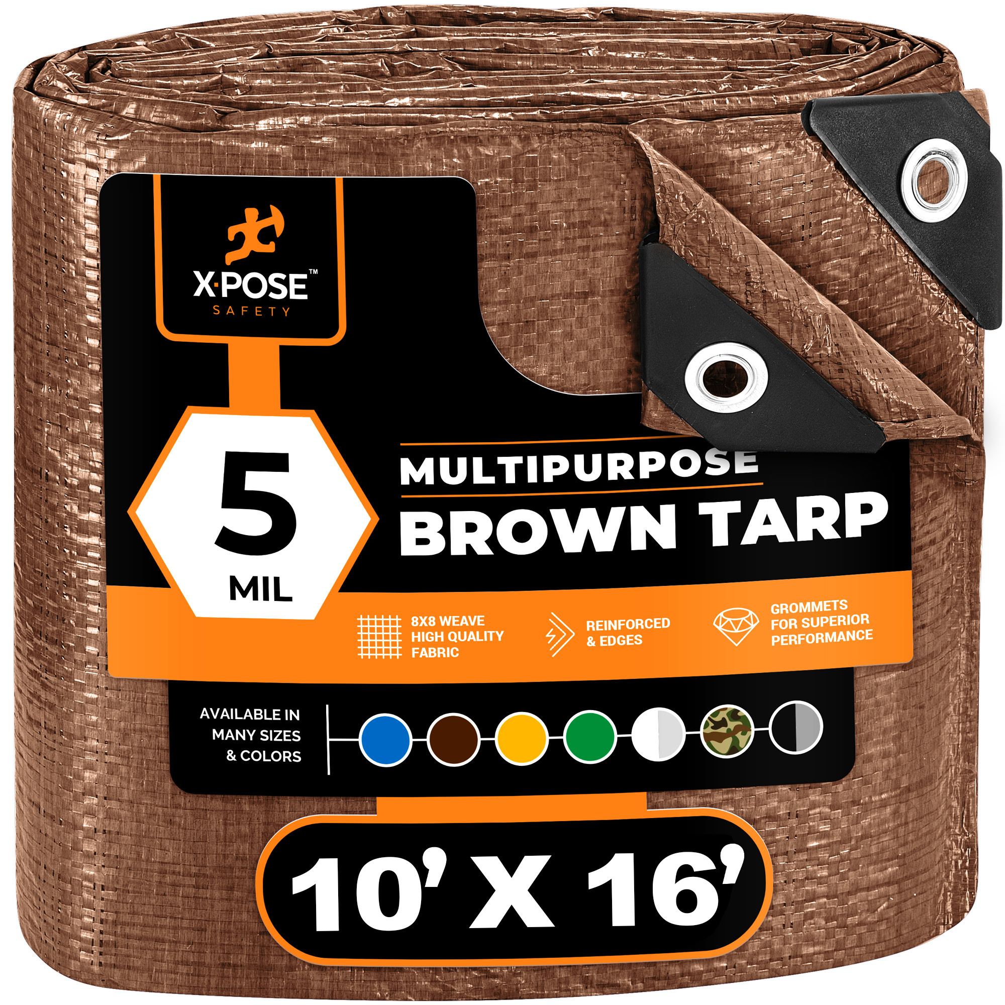XPOSE SAFETY BRT-1016-X 10-ft x 16-ft Brown Water resistant Commercial Polyethylene 5-mil Tarp