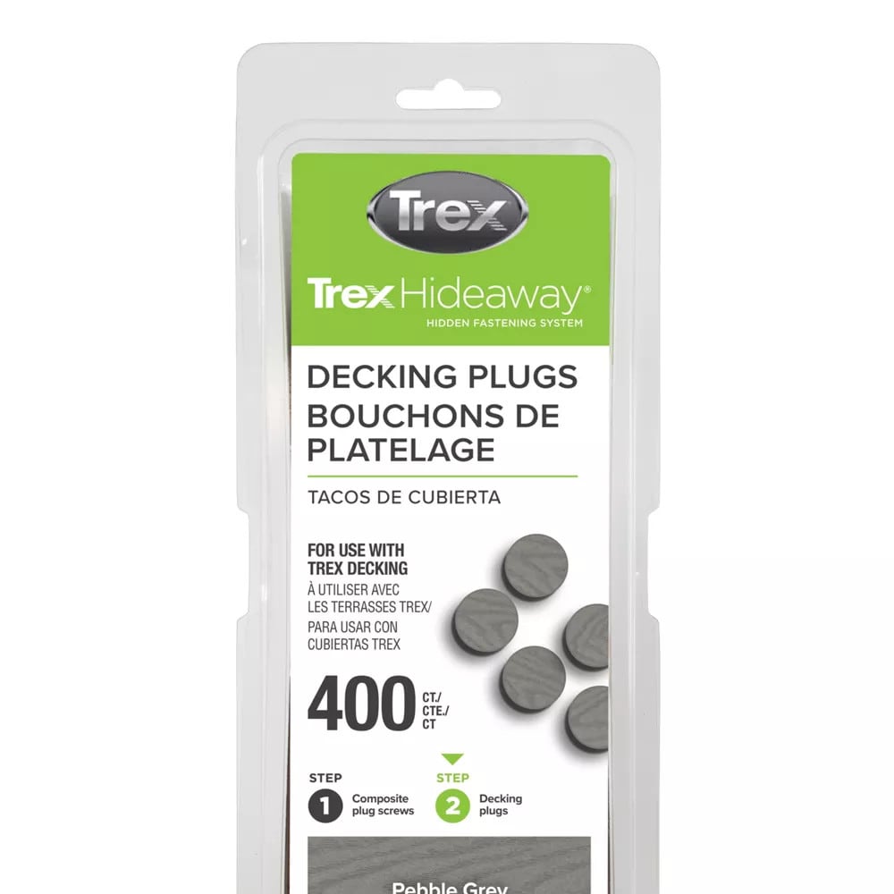 Trex TDPLGPG40001 Hideaway Plugs Pebble Grey Hidden Deck Fastener 900 Square feet ( 400 -Pack )