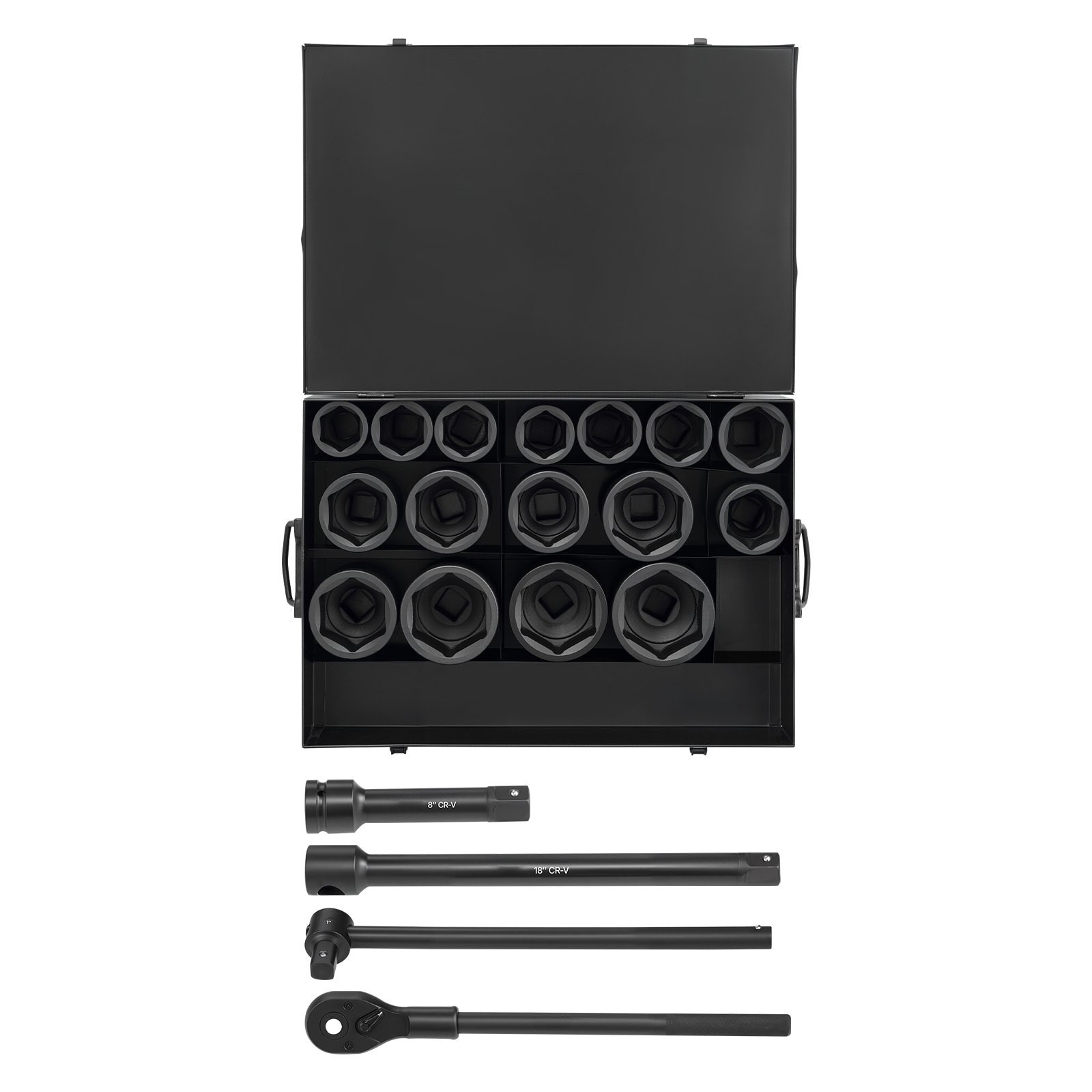 Slickblue 21-Piece SAE 1/2-in Drive 1-5/8 to 3-1/8-in 6-Point Impact Socket Set with Carrying Case for Garage or Automotive Use