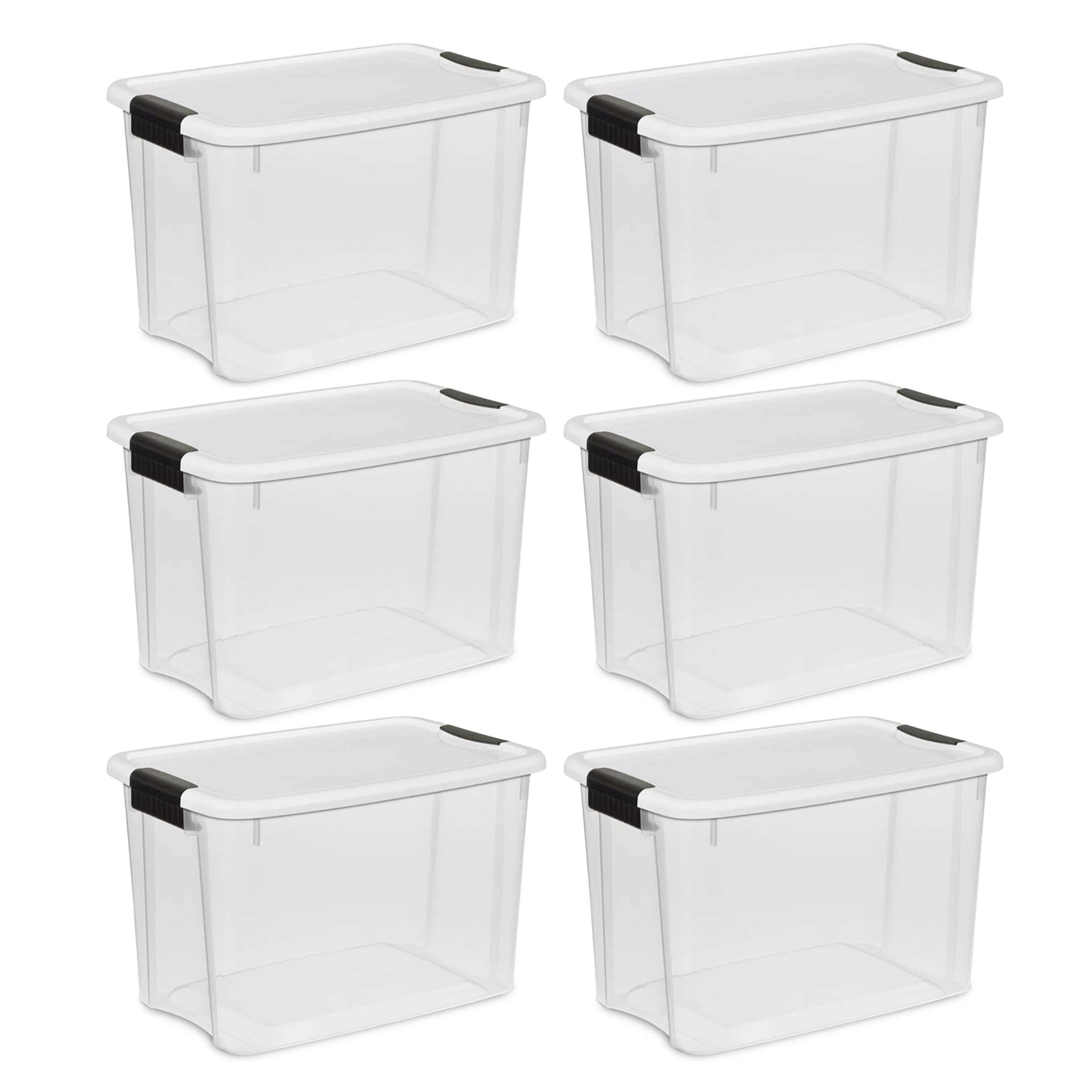 Sterilite 49437 6 -Pack Medium 7.5 -Gallons ( 30 -Quarts ) Clear - 30 Quart Stackable Tote with Latching Lid