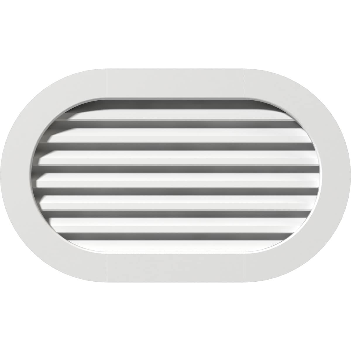 Ekena Millwork GVPRE28X1401FUN 28-in x 14-in Off-white Oval PVC Gable Louver Vent