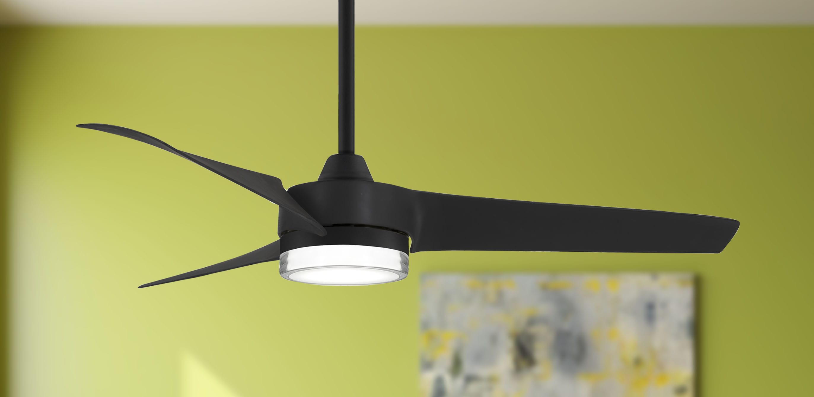 Minka Aire Veer 56-in Black Integrated LED Indoor Smart Ceiling Fan with Light and Remote (3-Blade) F692L-CL Sansujyuku sansujyuku.com