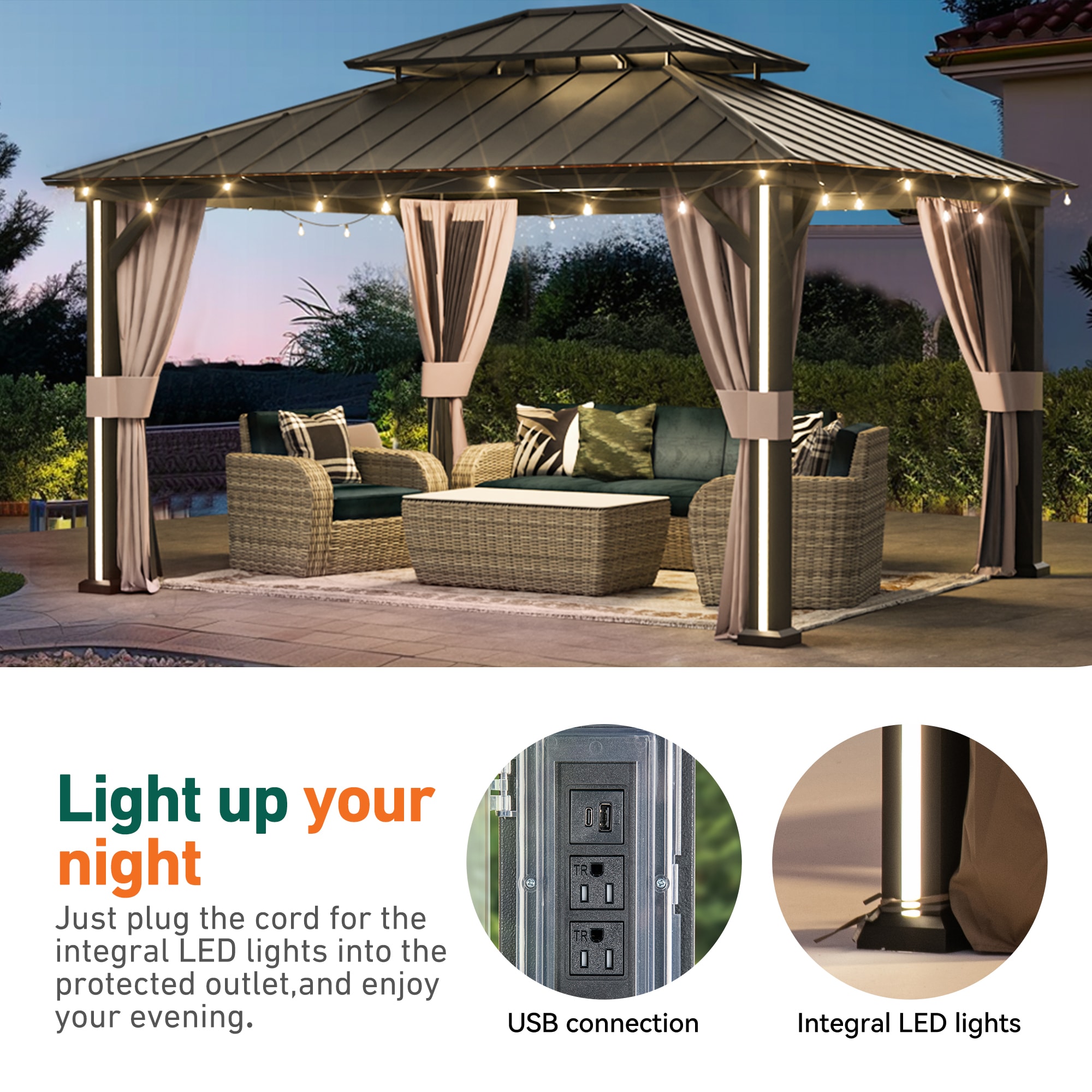 ELEVATE OUTDOORS IG10600042-1012 Wood-Resin-Gazebos - View #4