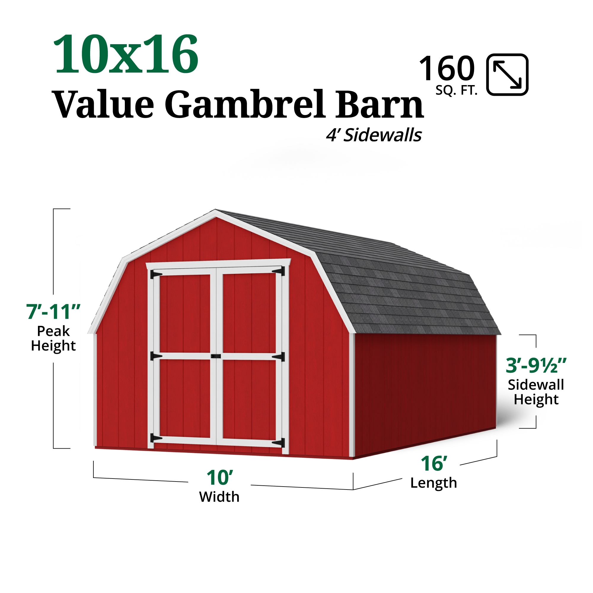Little Cottage Co 10X16 VGB-4-PC-FK Wood-Storage-Buildings - View #3