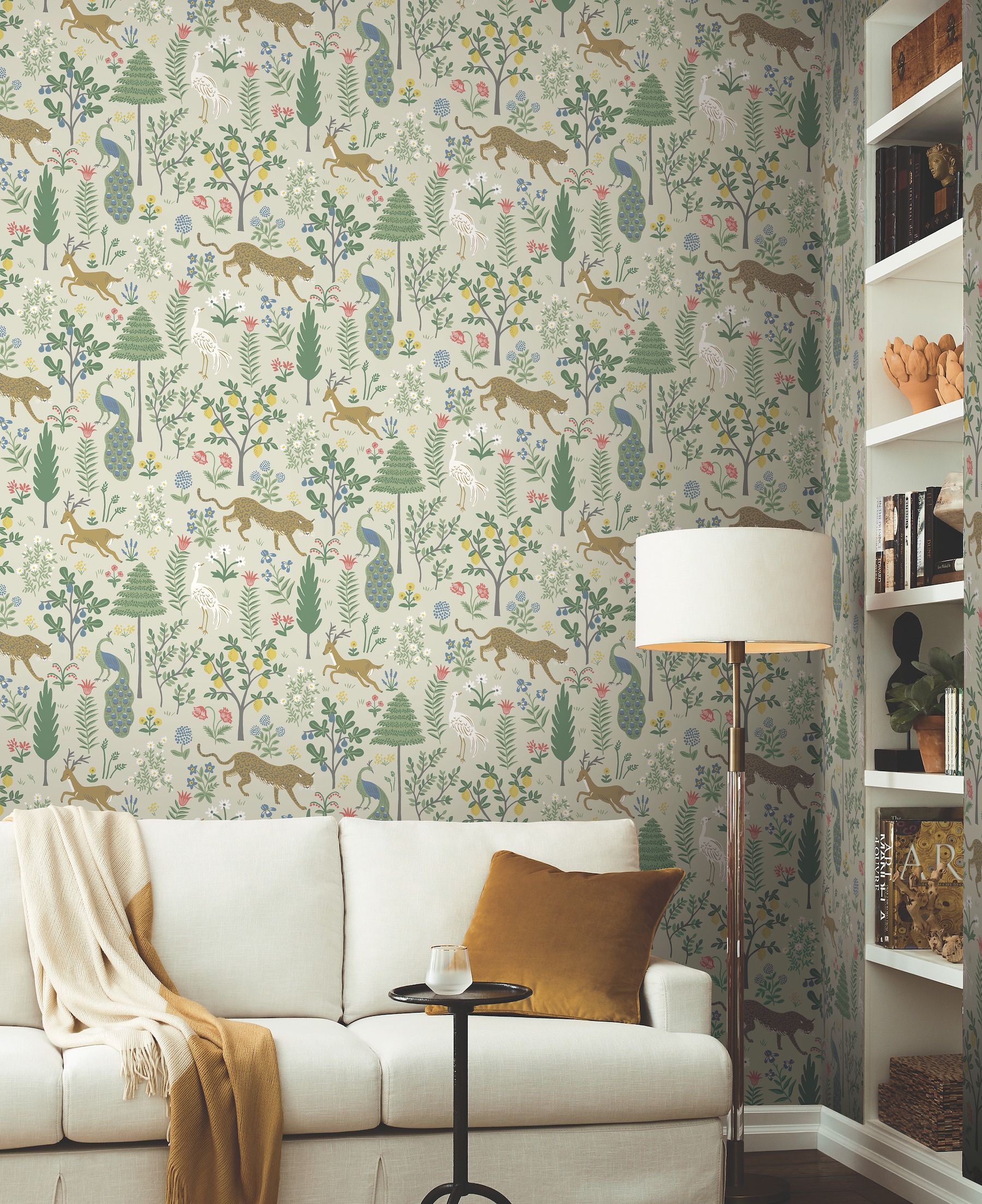 Rifle Paper RP7303 60.8-Sq. Feet Beige Non-woven Animals Unpasted Wallpaper