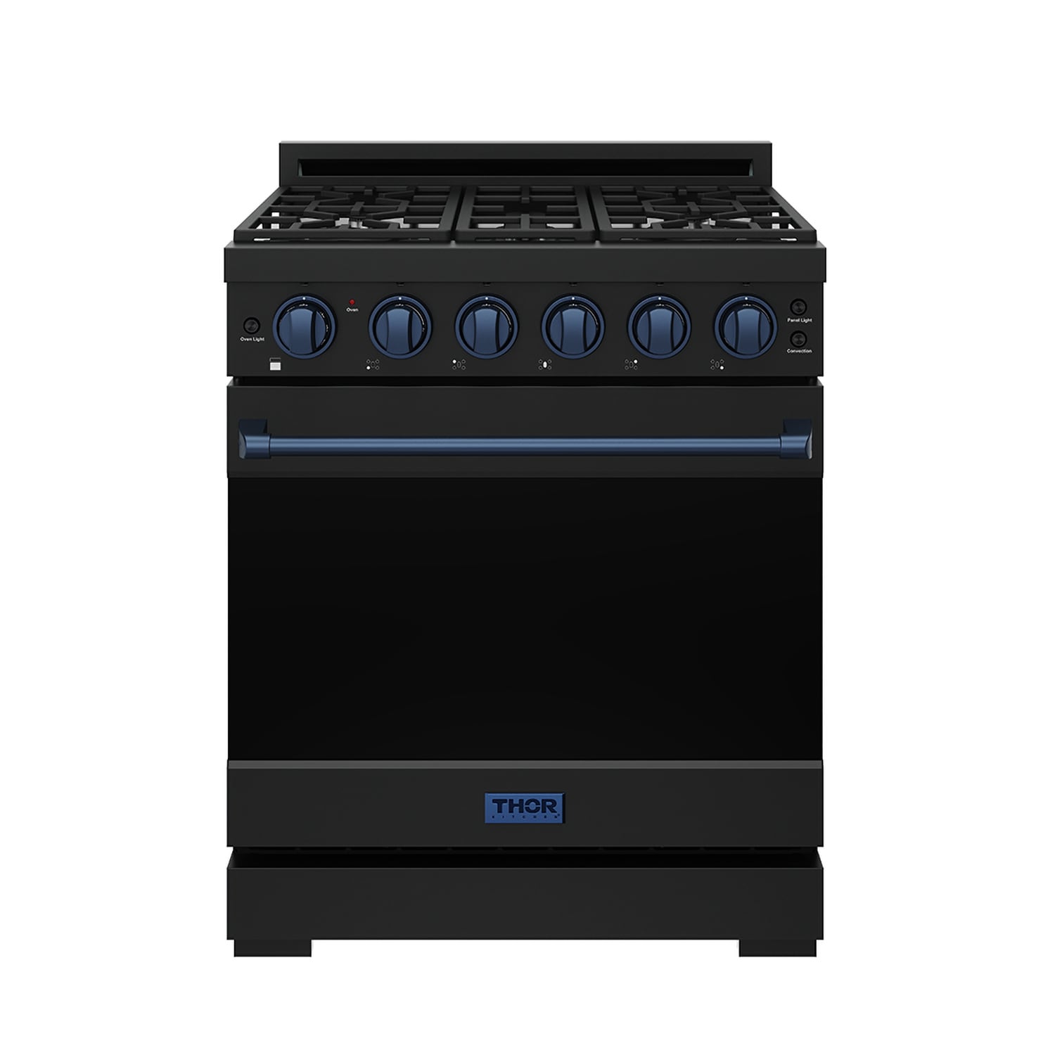 Gordon Ramsay Series 30-in 5 burners 4.5-cu ft Convection Oven Freestanding Natural Gas Range ( Matte Black with Navy Blue Accents )