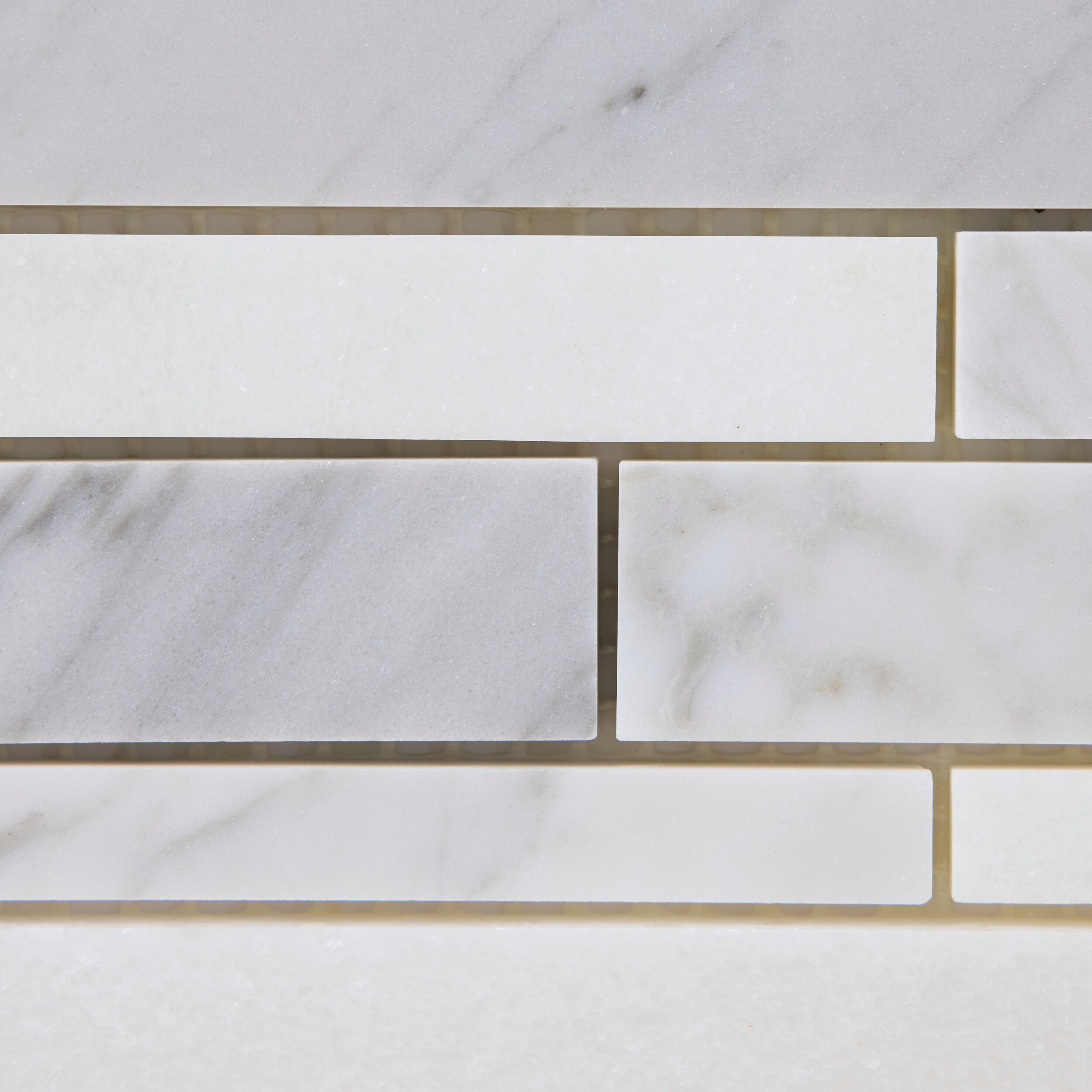 Elida Ceramica Bianca Blended 12-in x 12-in Polished Natural Stone Marble Linear Mosaic Wall Tile