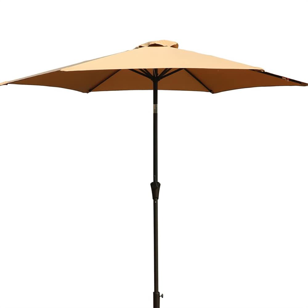 9 ft Hexagon Brown Patio Umbrella with Crank Opening Mechanism - Fade Resistant Polyester Canopy - Lightweight and Portable | - Sunrinx MG51-12-PU