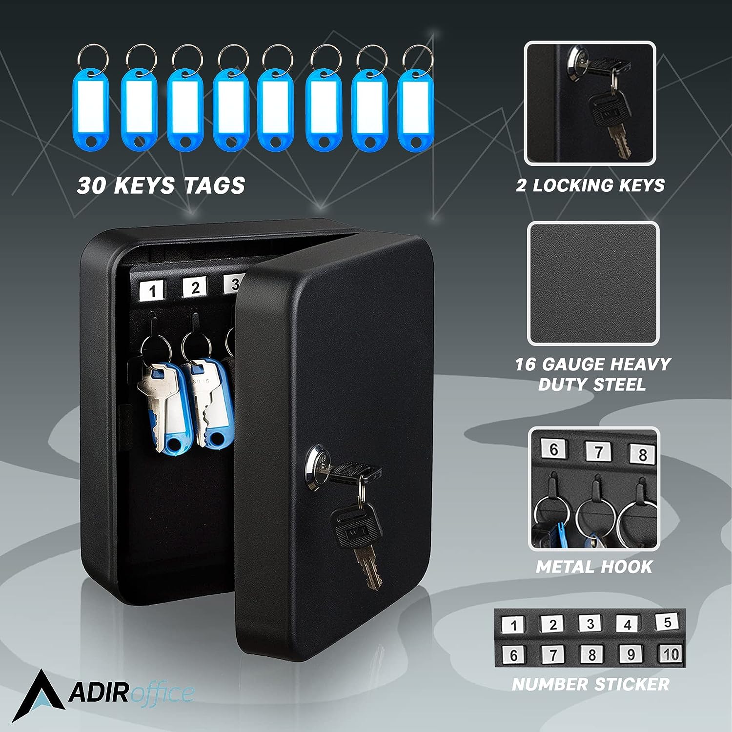 AdirOffice 681-30-BLK-2PK Key-Safes - View #3