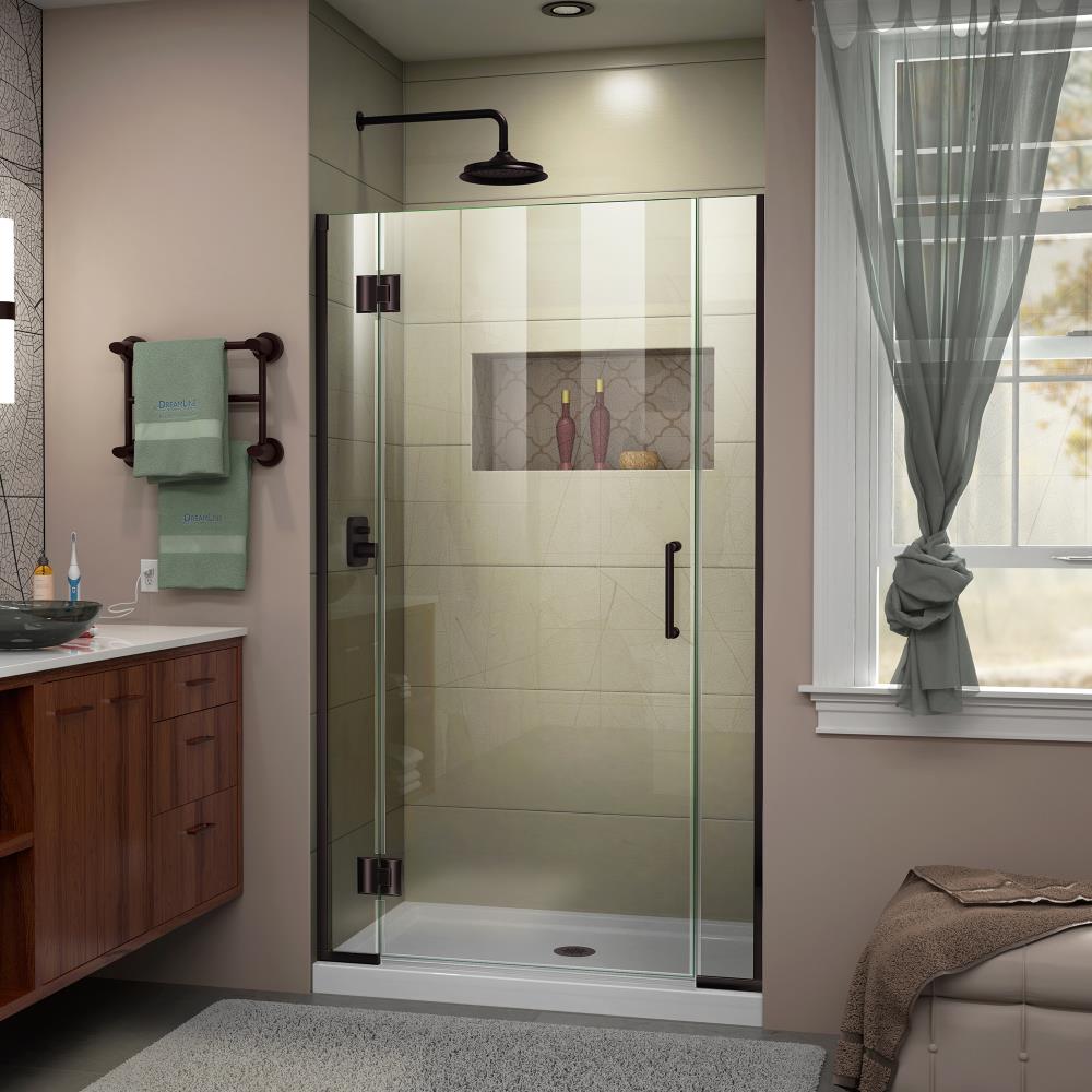 DreamLine D1240672-06 Unidoor-X Oil Rubbed Bronze 36-in to 36-1/2-in W x 72.0-in H Frameless Hinged Shower door 3/8-in Thick Clear Glass