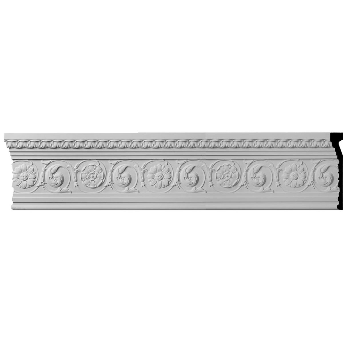 Ekena Millwork MLD11X02BE-CASE-8 Bedford with Flowers Moulding 11-1/4-in x 7-ft 10-1/2-in Primed Urethane Crown Moulding 8 -Pack