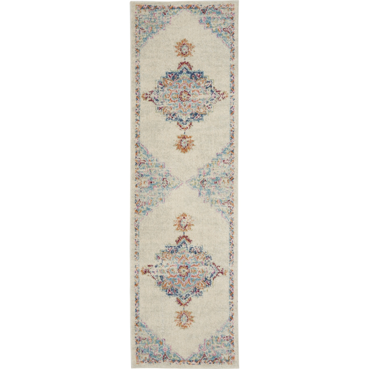 HomeRoots 4000385570 2 x 8 (ft) Loomed Polypropylene Grey Multi Rectangular Indoor Runner rug