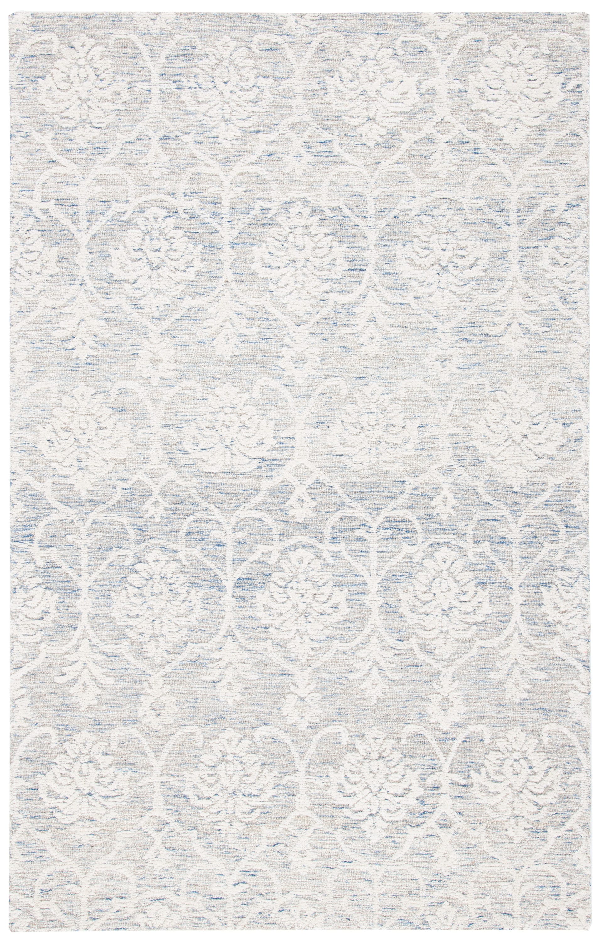 Safavieh MET996L-6 Metro Mizka 6 x 9 (ft) Tufted Wool Light Blue/Ivory Rectangular Indoor Floral/Botanical Farmhouse/Cottage Area rug