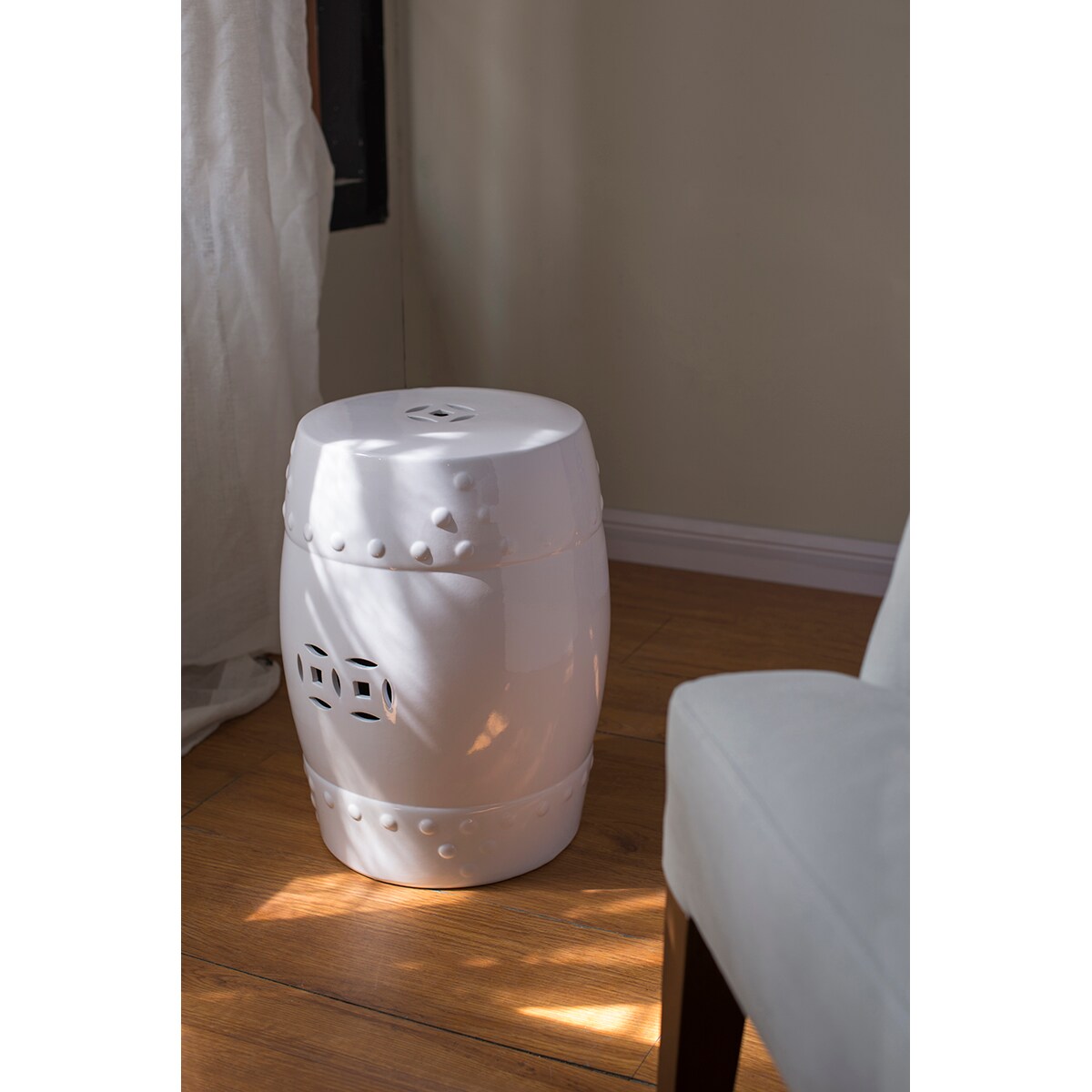 A&B Home 68136-WHIT Garden-Stools - View #3