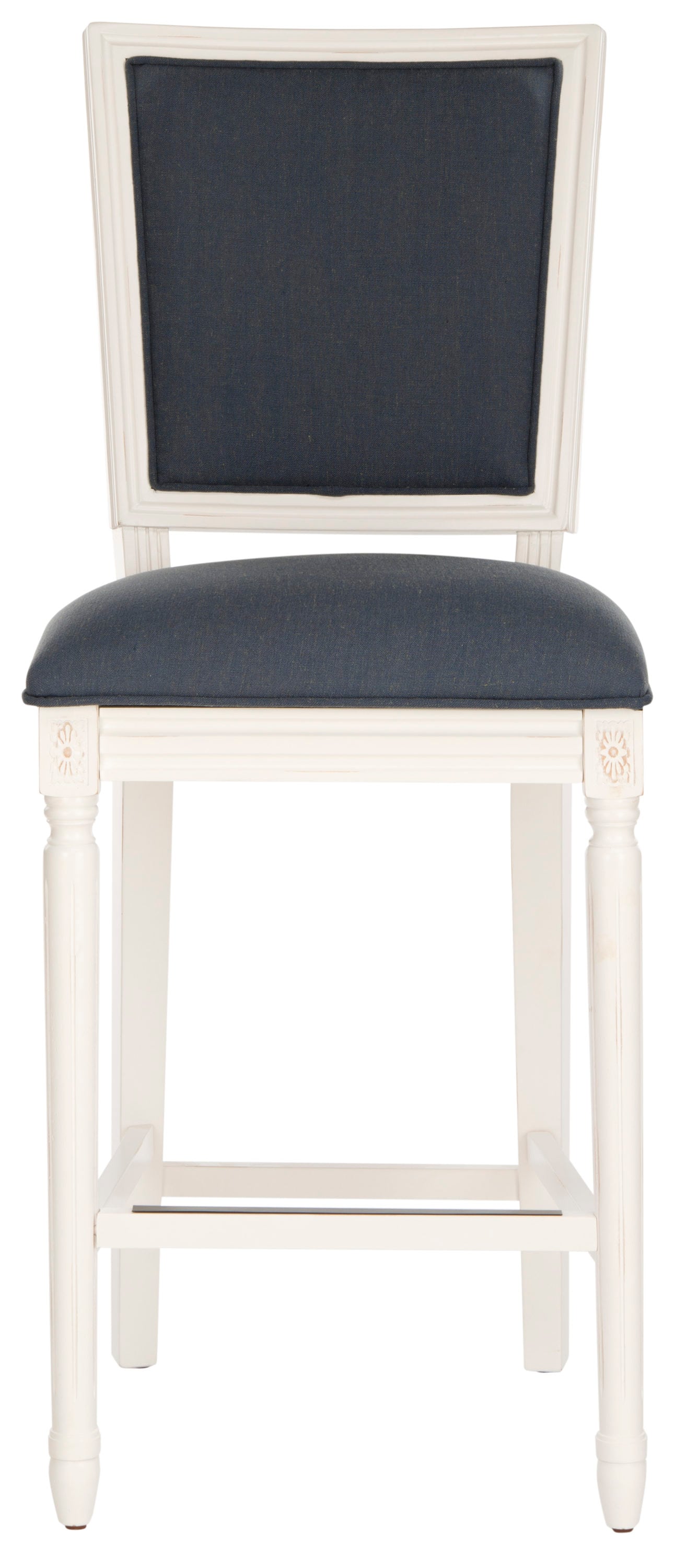 Safavieh FOX6246C-SET2 Buchanan Navy/Creme 30.0-in H Bar height Square seat Upholstered Wood Bar Stool and Back