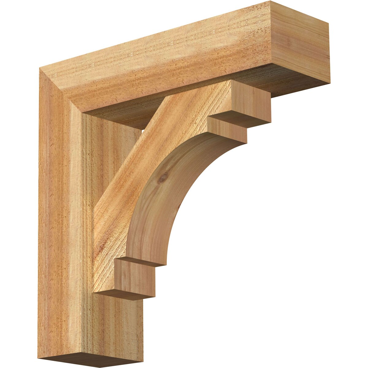 Ekena Millwork 1463037 Merced Block Rough Sawn Bracket with Offset Brace Western Red Cedar Wood Standard Bracket
