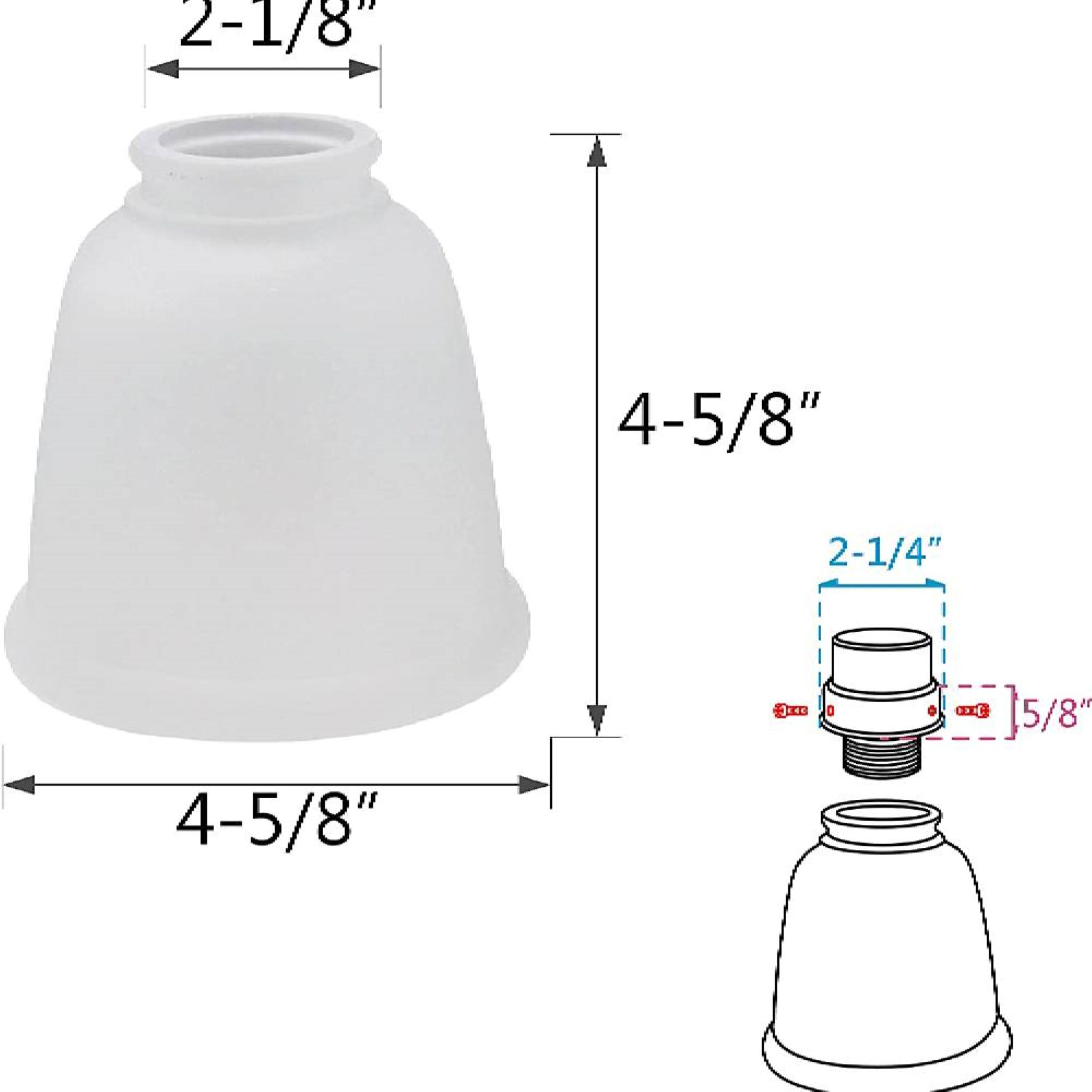 White Frosted Glass Bell Shaped Replacement Shades, 4-Pack