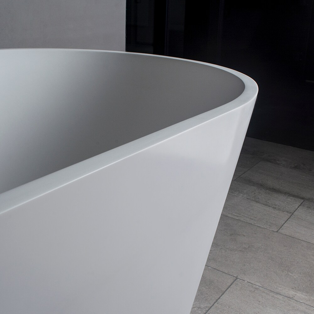 Glossy White 59'' Freestanding Solid Surface Bathtub