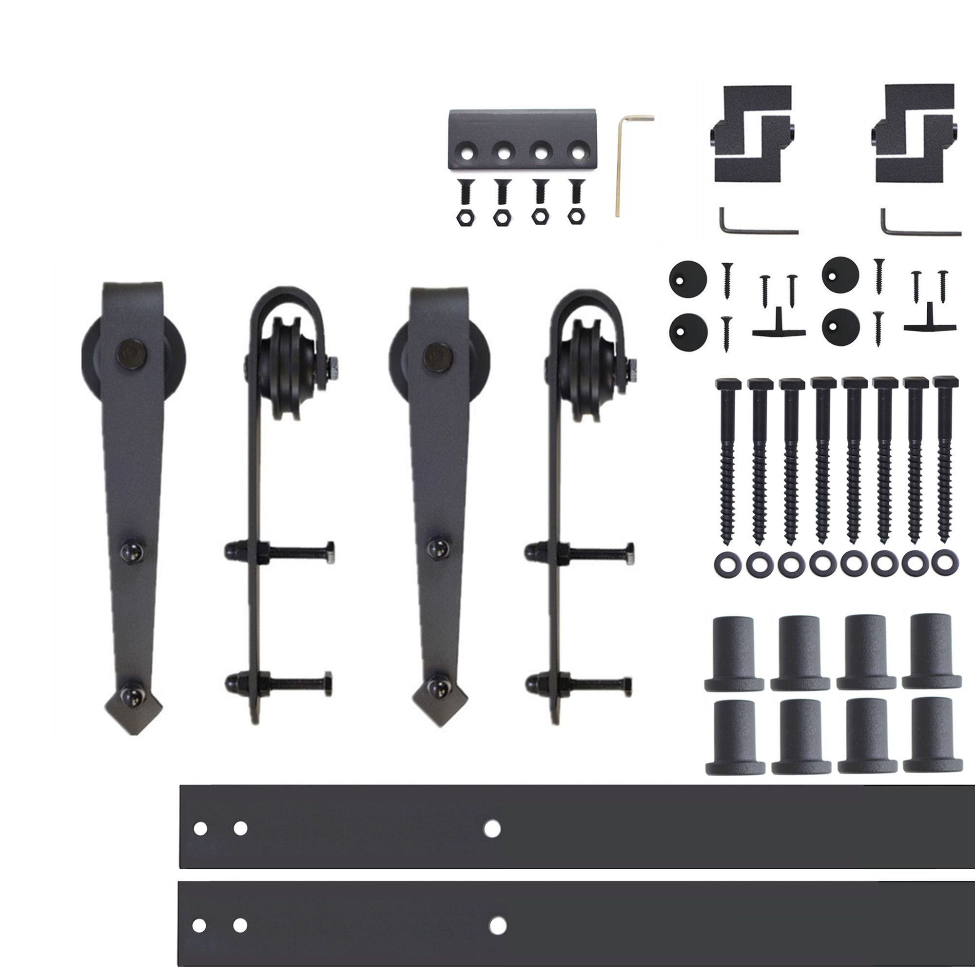 HOMACER 132-in Rustic Black Indoor J-strap Double Barn Door Hardware Kit YT2TGH132C Sansujyuku sansujyuku.com