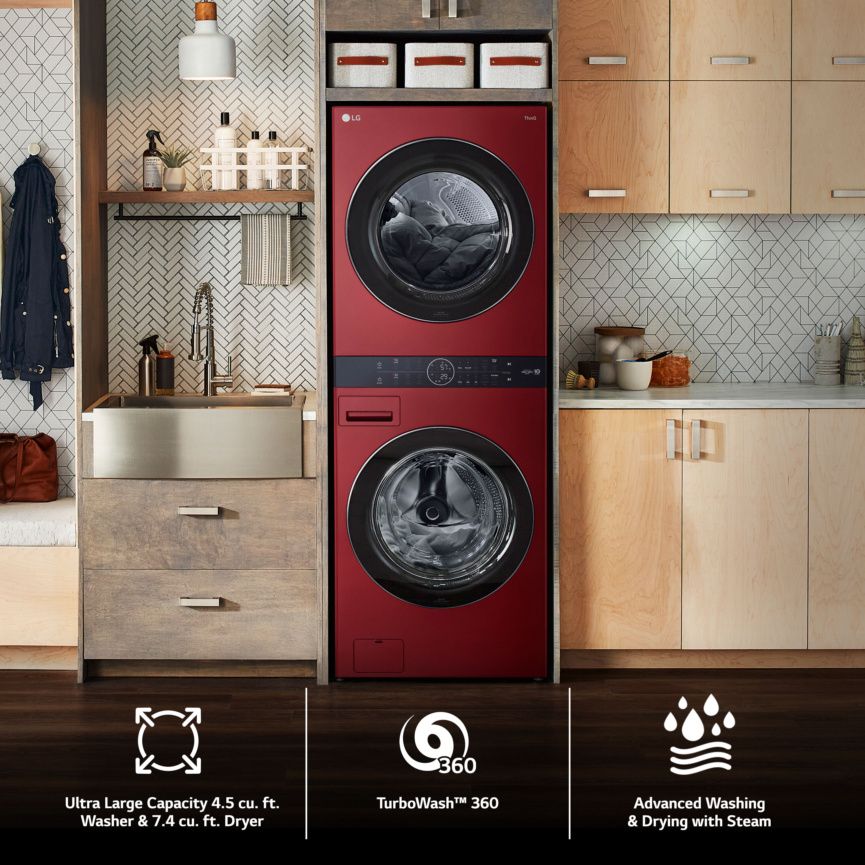WashTower Stacked STAR) at LG (ENERGY and ft the Stacked department 7.4-cu Centers ft 4.5-cu Laundry with Laundry Dryer Washer Center Electric in