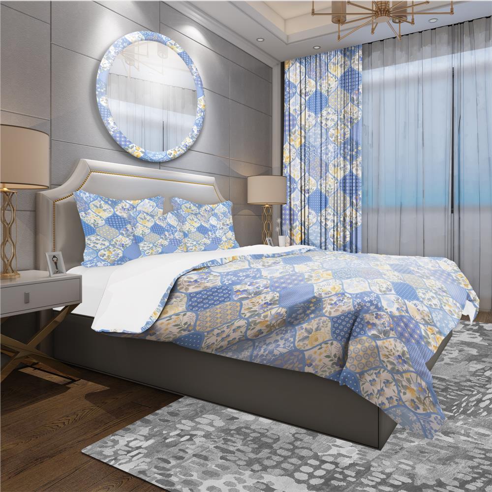 Designart BED18961-Q 3 -Piece Blue Queen Duvet cover Set