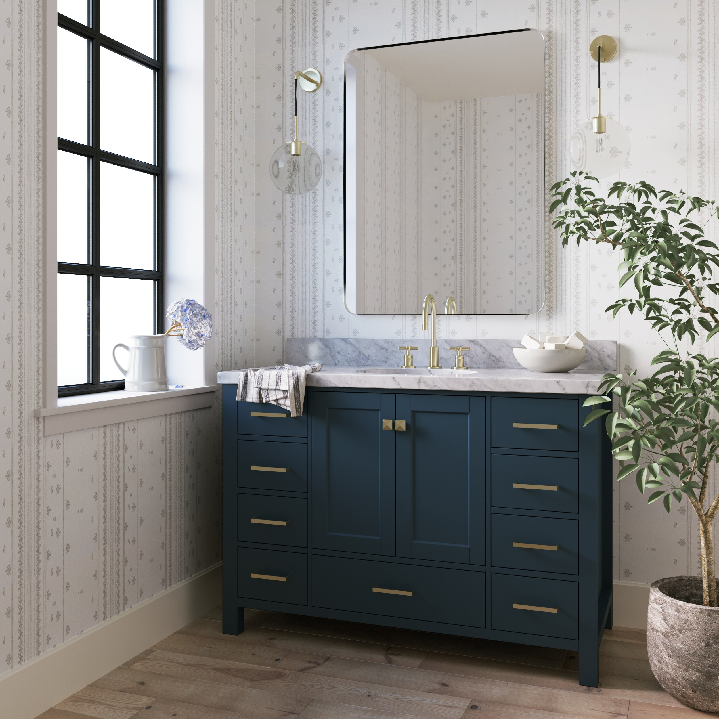 ARIEL Cambridge 49-in Midnight Blue Undermount Single Sink Bathroom ...