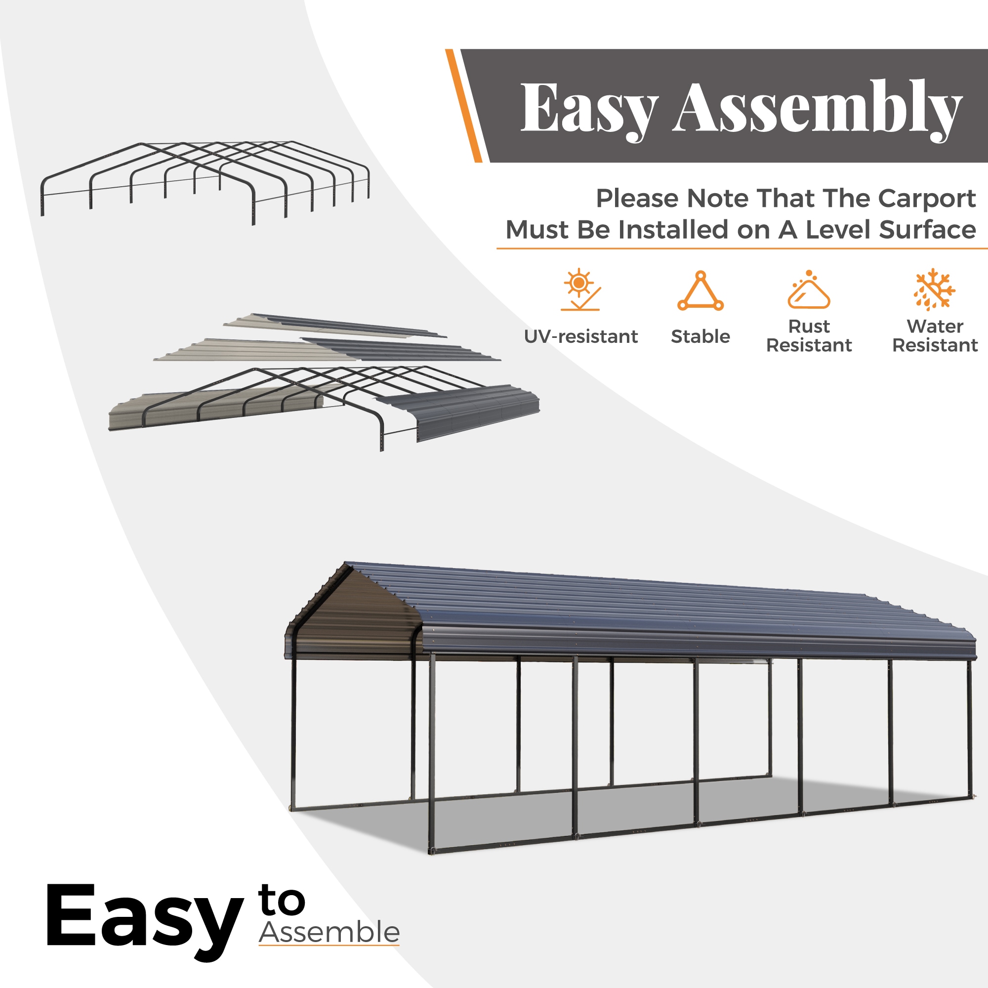 Sunshine Valley GA221-1225 Carport-Covers - View #5