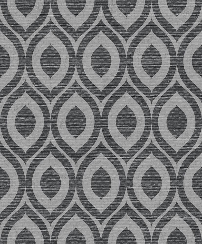 Crown M1161 CWV 56.4-Sq. Feet Black Paper Geometric Unpasted Wallpaper