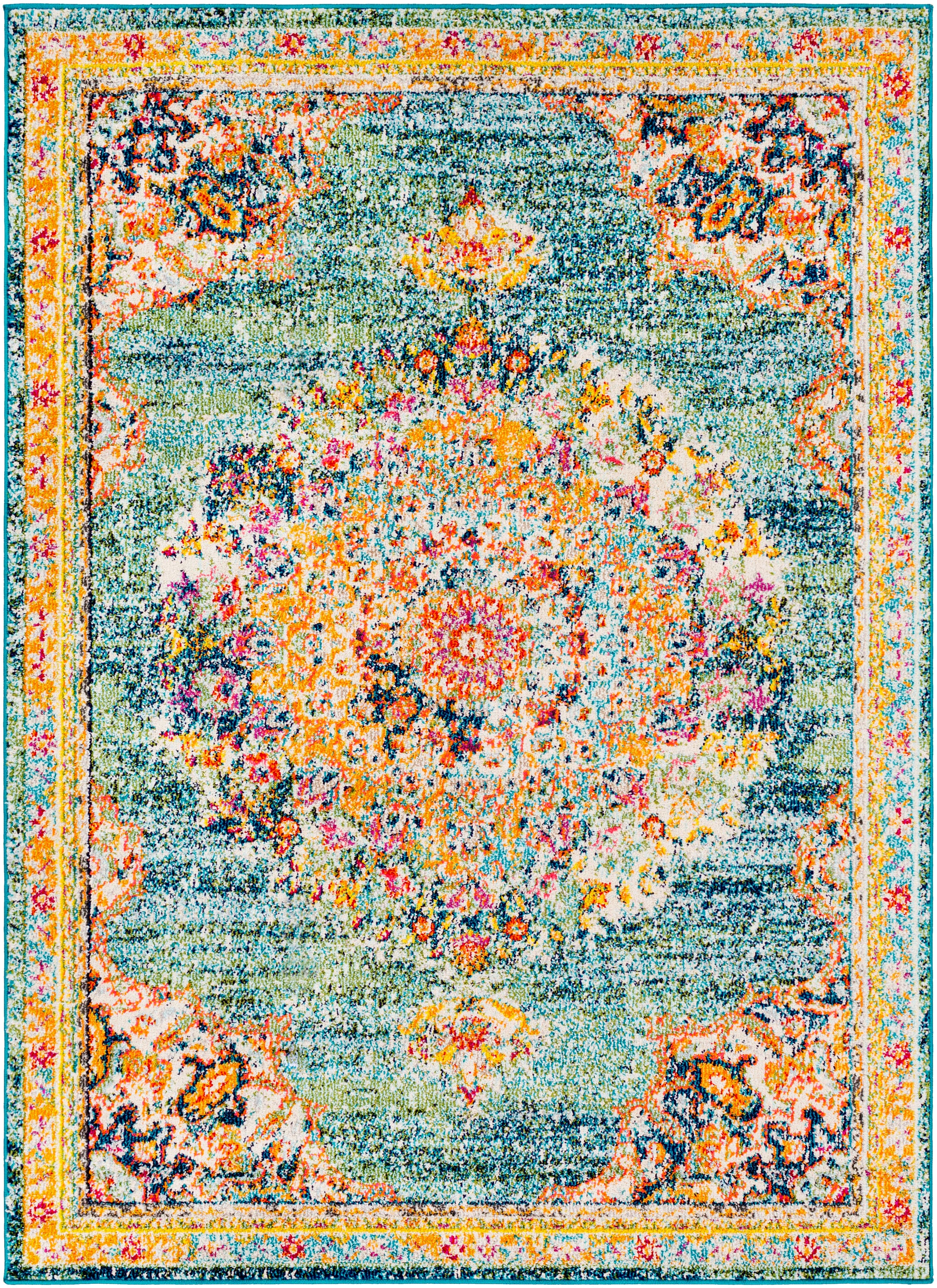Surya MRC2320-5373 Morocco 5 x 8 (ft) Woven Polypropylene Green Rectangular Indoor Medallion Oriental Line dry only Area rug
