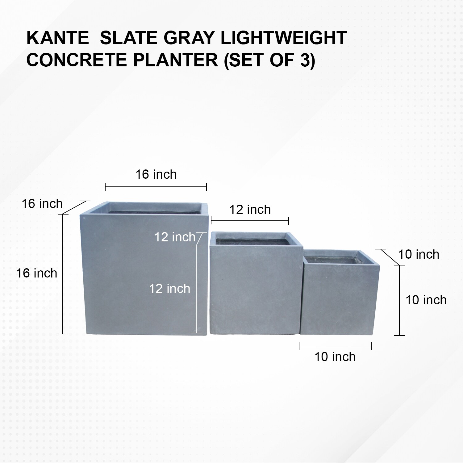 KANTE 3-Pack Round 16-in W x 16-in H Gray Concrete Contemporary/Modern ...