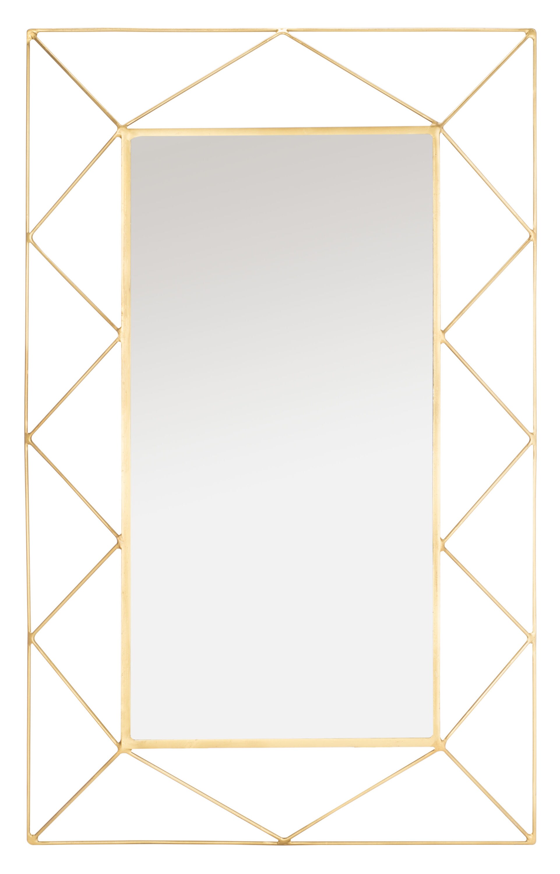 Safavieh MRR6502B Heath 29.5-in W x 47-in H Brass Framed Wall Mirror