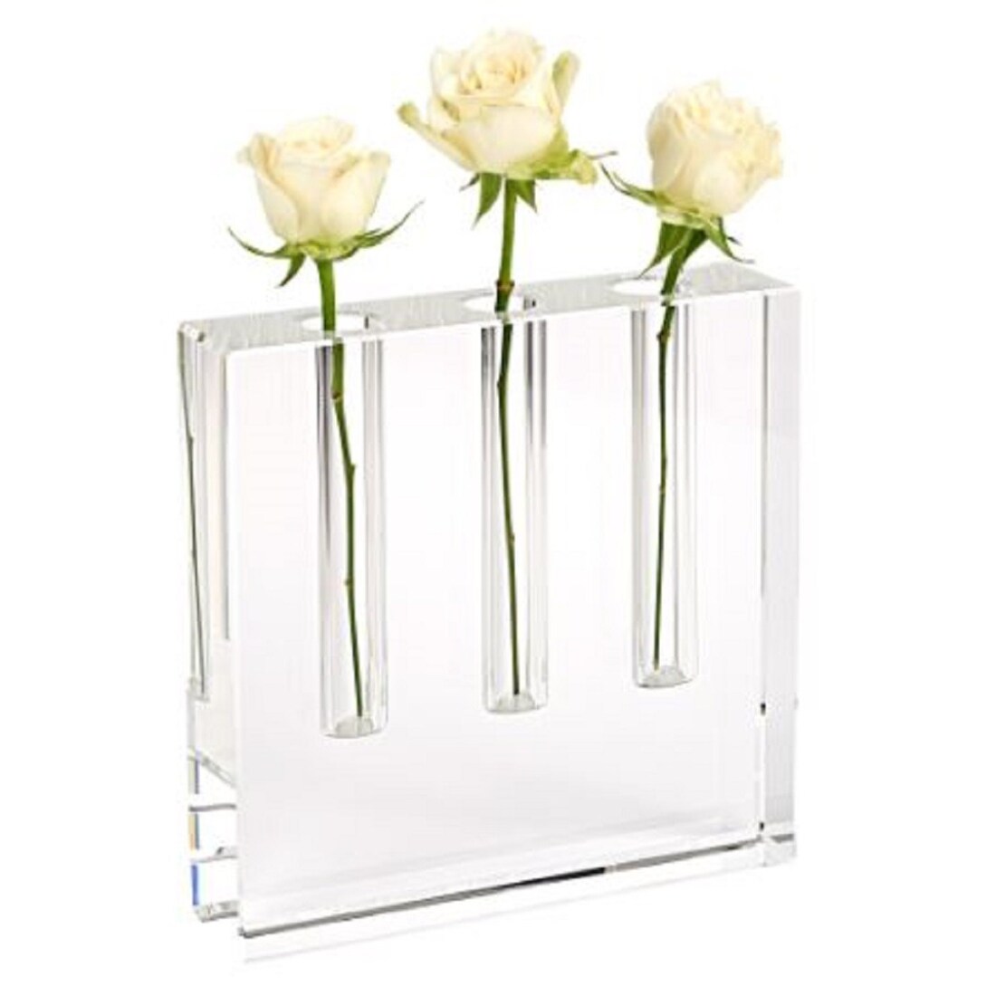 HomeRoots Modern Clear Square Block Optical Crystal Vase at Lowes.com