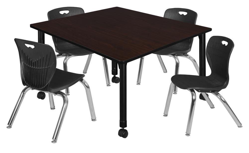 Regency TB4848MWAPCBK45BK Classroom Tables Brown 4-Person Training Table (48-in W x 34-in H)