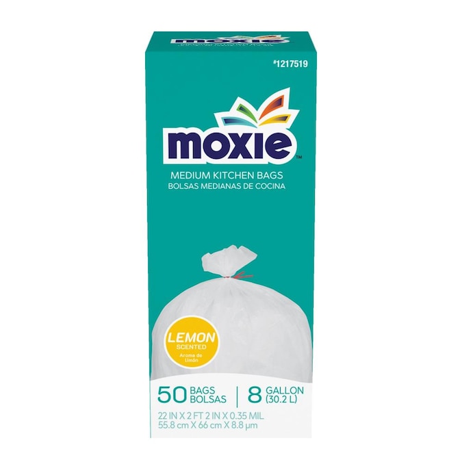 MOXIE 50-Pack 8-Gallon Lemon White Plastic Wastebasket Trash Bag