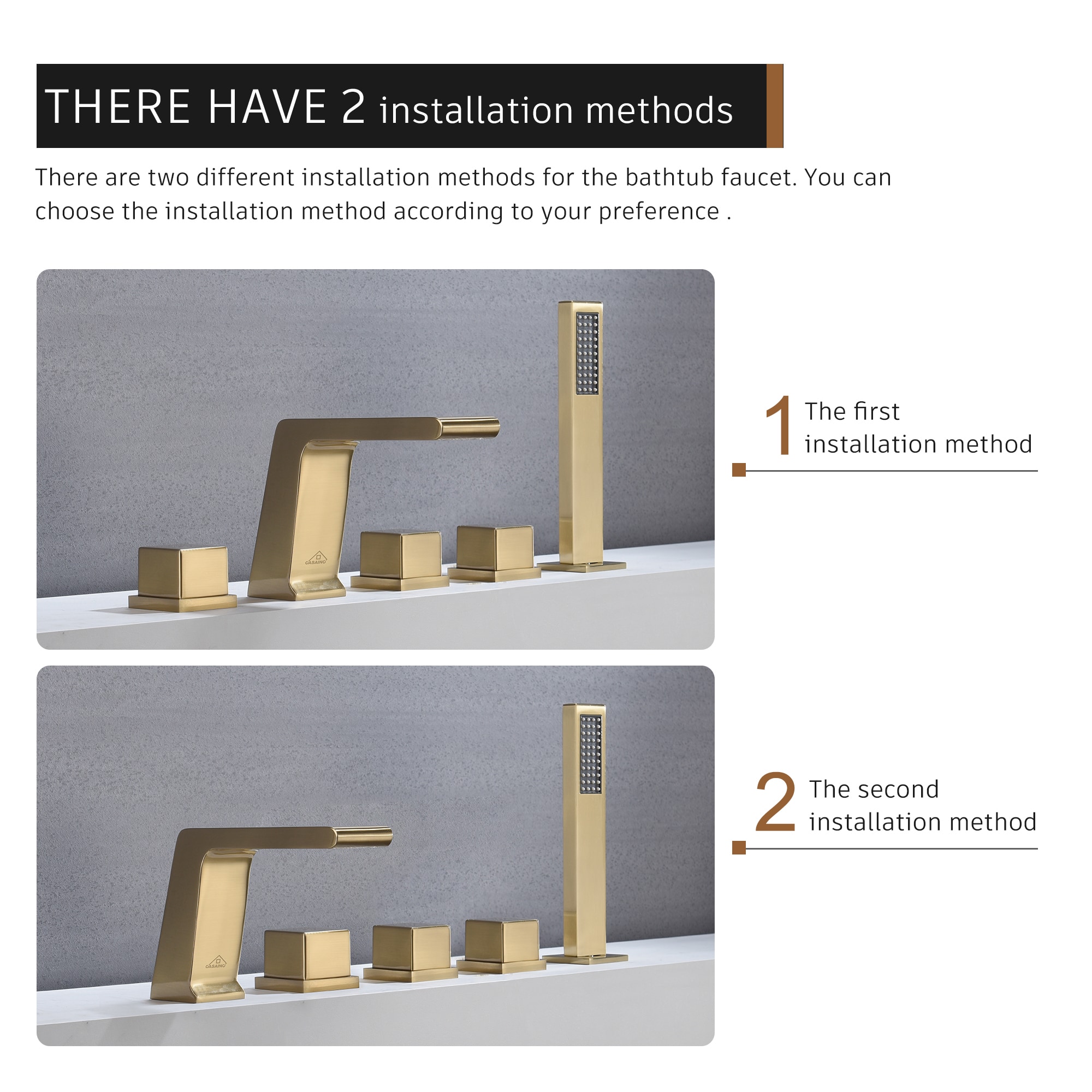 CASAINC M5437-BG Roman-Tub-Faucets - View #3