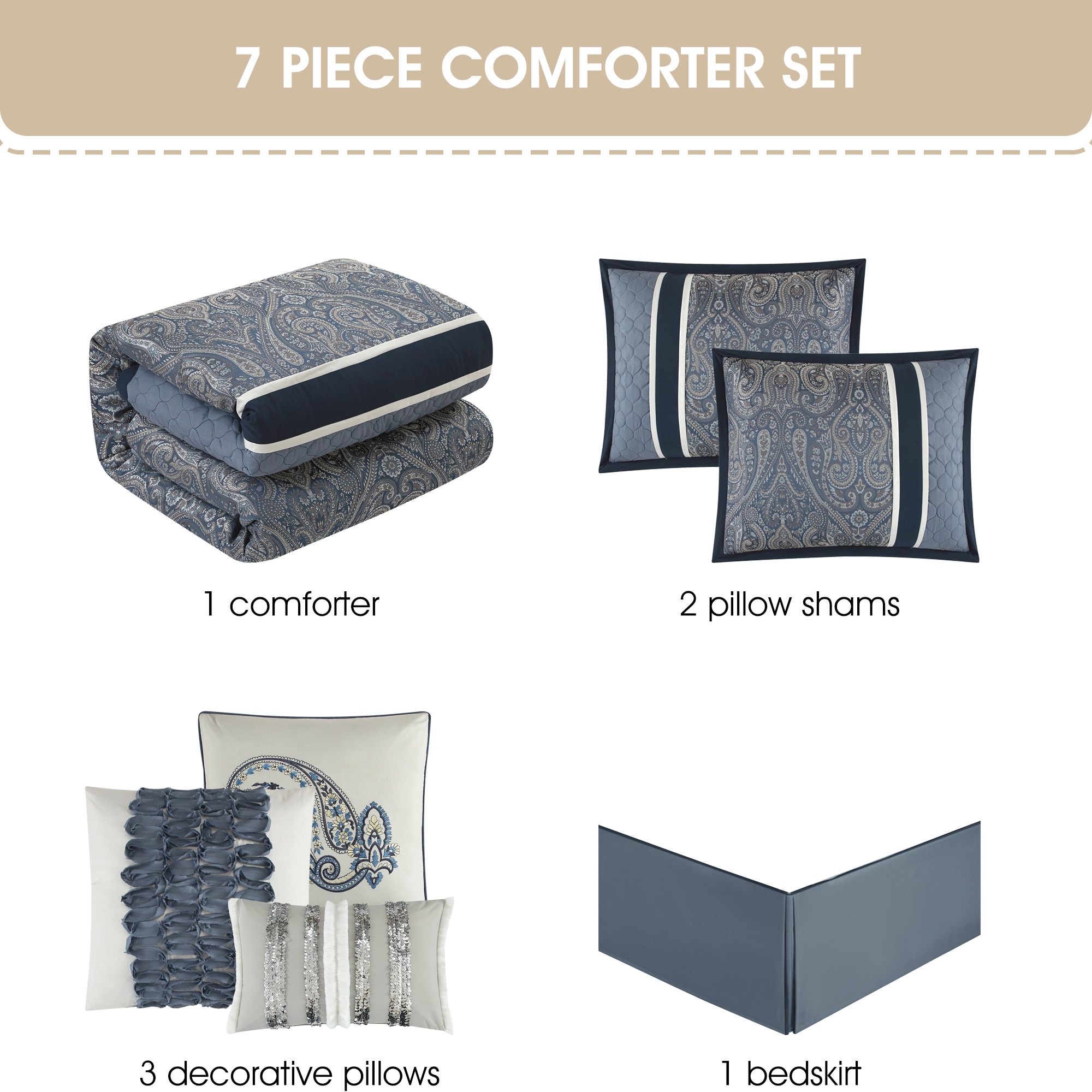 Nanshing GERALDINE7-CK-NAVY bedding - View #3