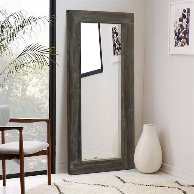 Gray Framed Full Length Floor Mirror, Large Frameless Full Length Mirror