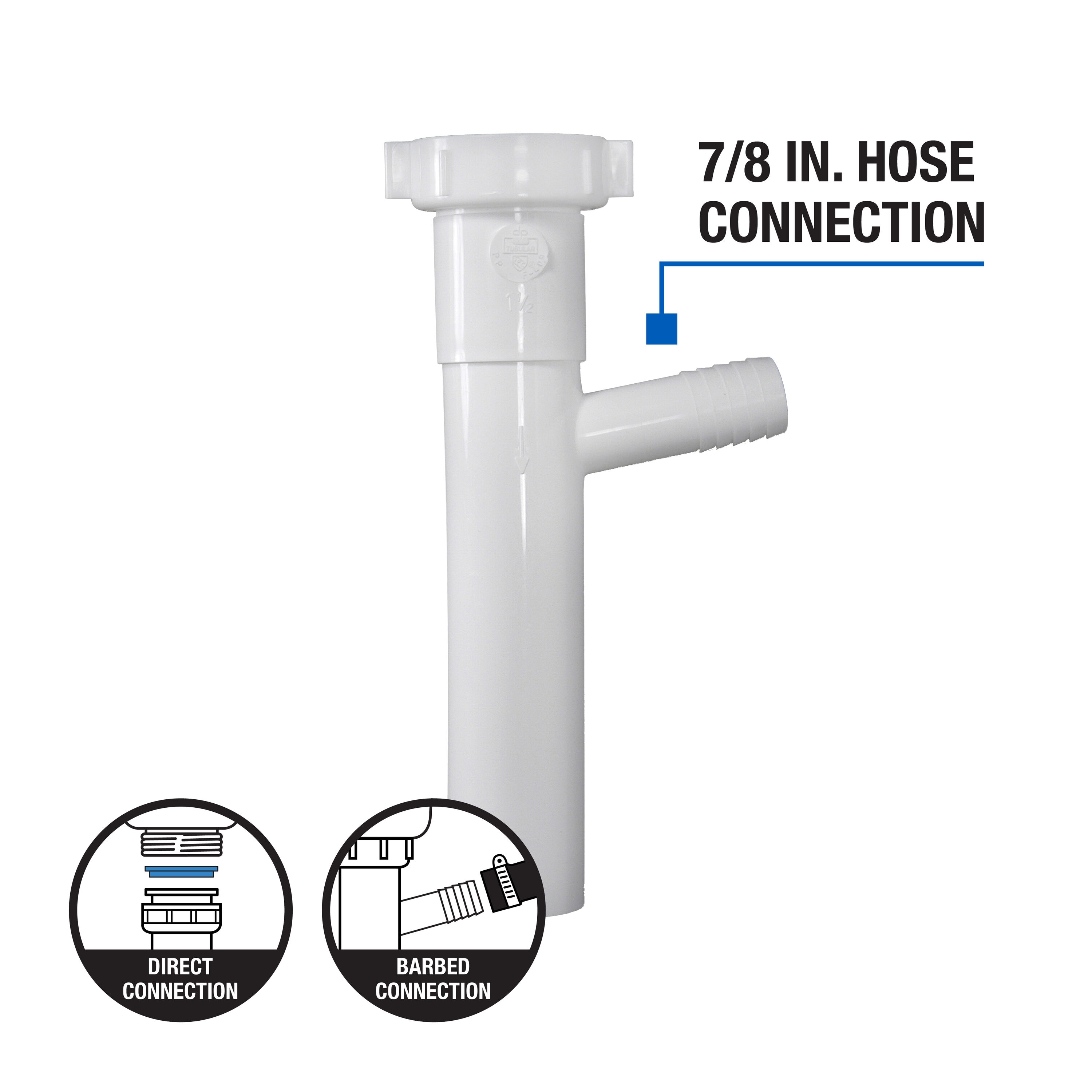 Dearborn 1000000632 1-1/2-in Plastic Direct connect branch tailpiece 7/8-in OD outlet