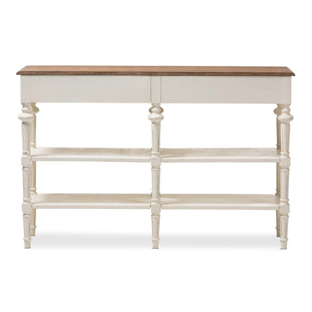 Baxton Studio Marquetterie Vintage White Console Table at Lowes