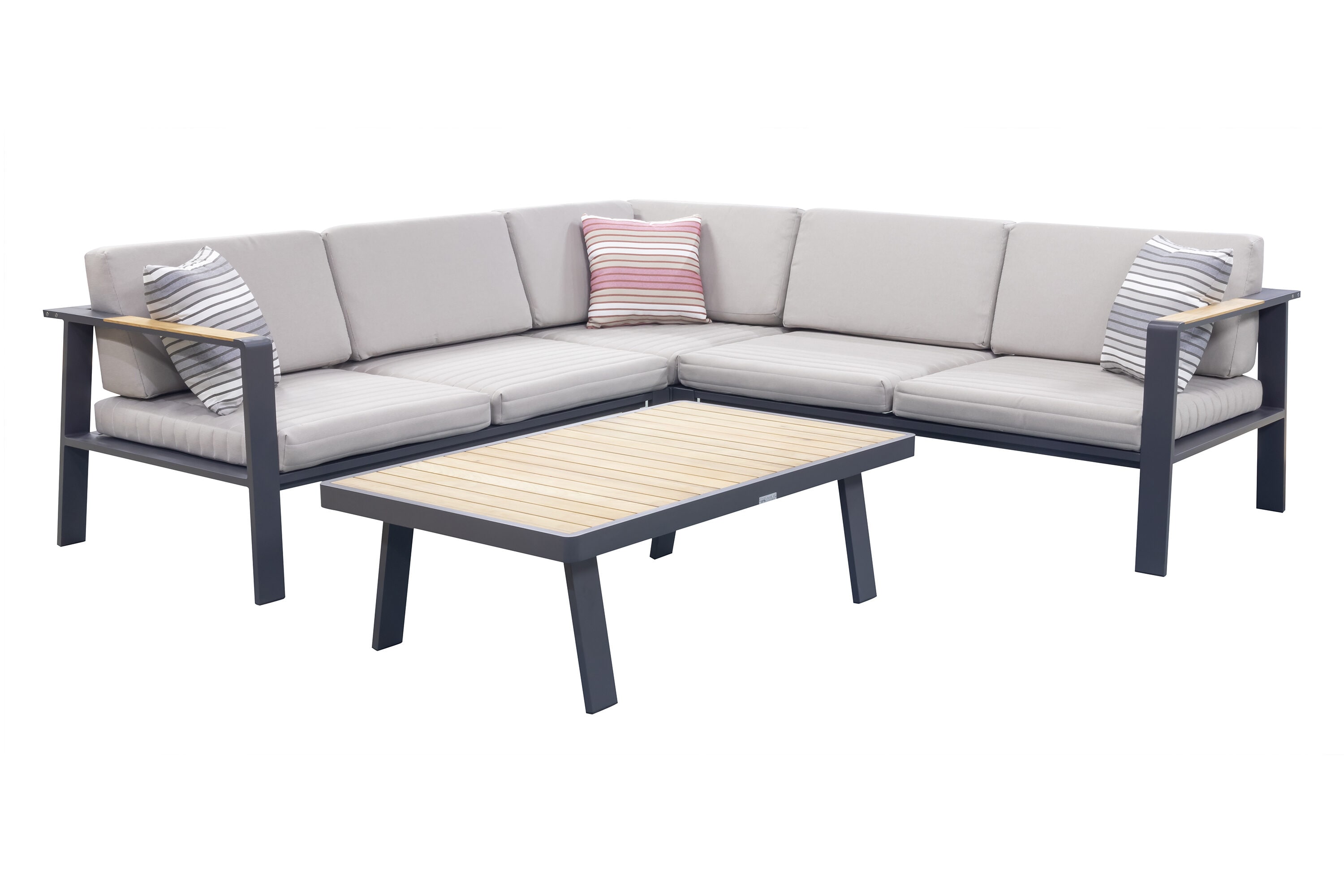 Armen Living SETODNOSEBE Nofi 4 -Piece Patio Conversation Set with Gray Cushions