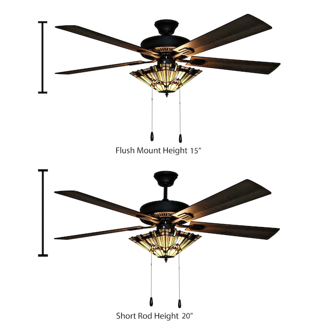 River Of Goods 52 In Oil Rubbed Bronze Led Indoor Downrod Or Flush Mount Ceiling Fan With Light 5 Blade The Fans Department At Com - Short Drop Ceiling Fan With Light