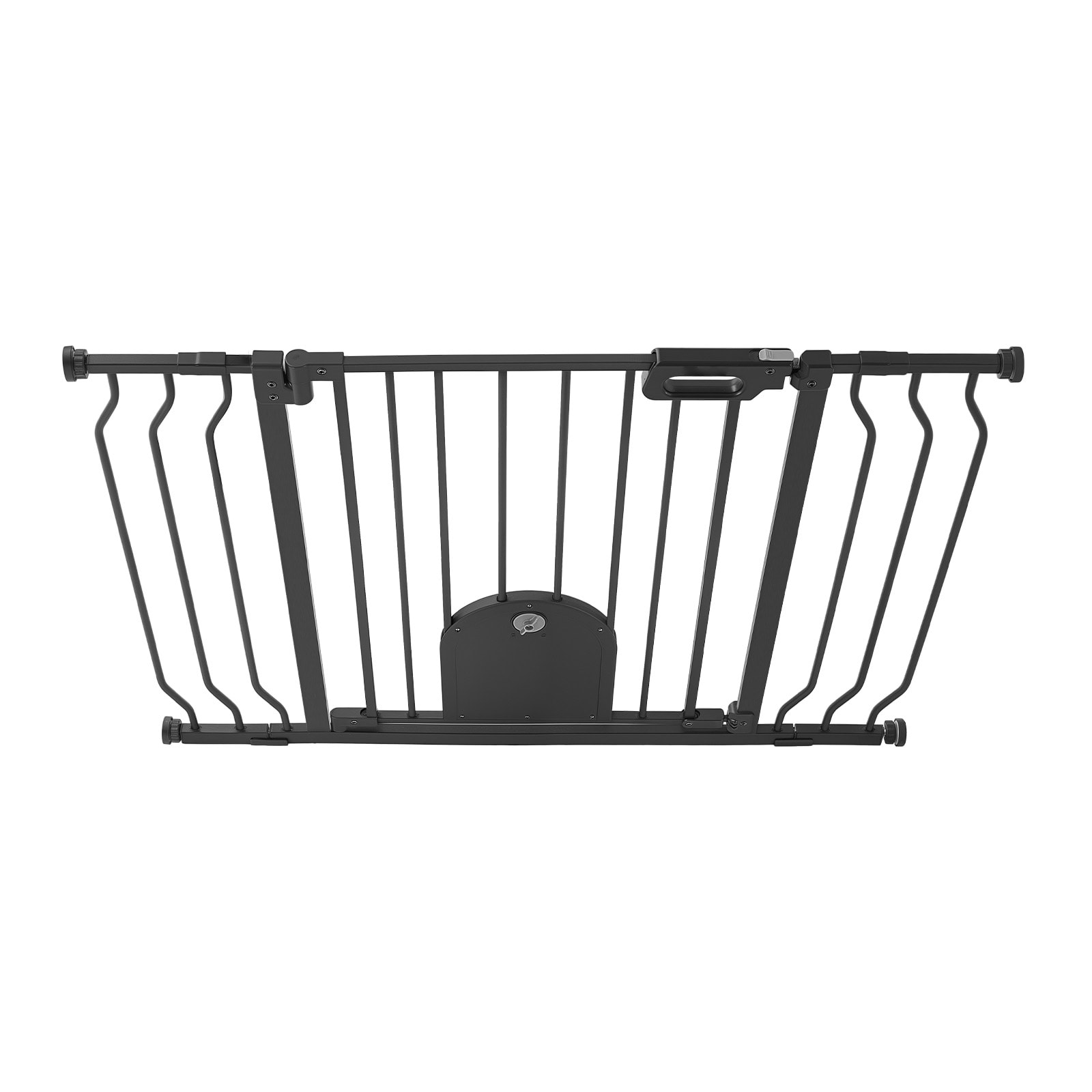 VEVOR Baby Gate for Stairs 29.5-43 in Adjustable Width Baby Gate with Adjustable Cat Door with Pressure Mount Kit and Wall Mount Kit Secure Metal Pet Door for Stairs Doorways and House Black