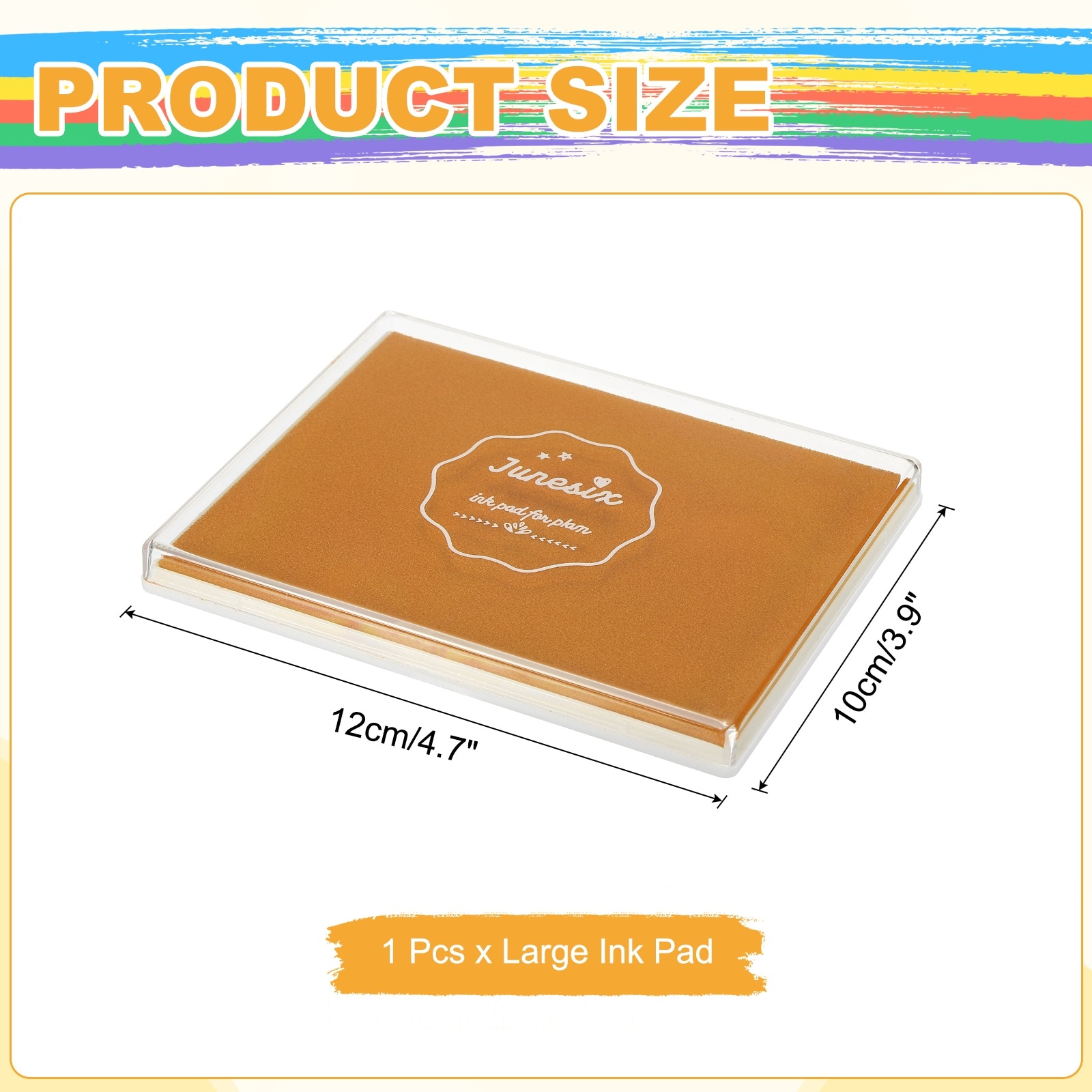 Unique Bargains Large Gold Ink Pad 3.9x4.7 Inch Washable Stamp Pad for ...