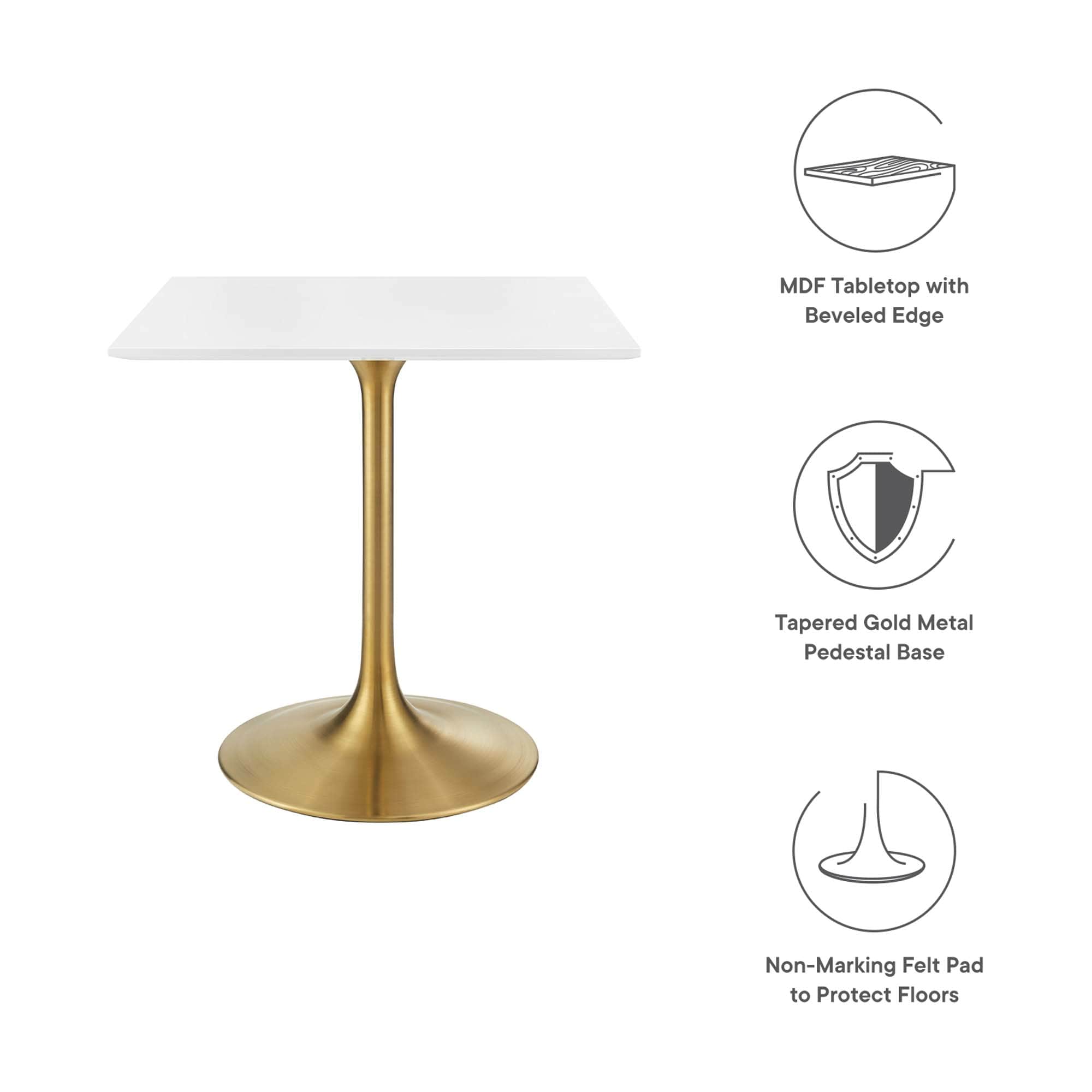 Modway EEI-3211-GLD-WHI Dining-Tables - View #2