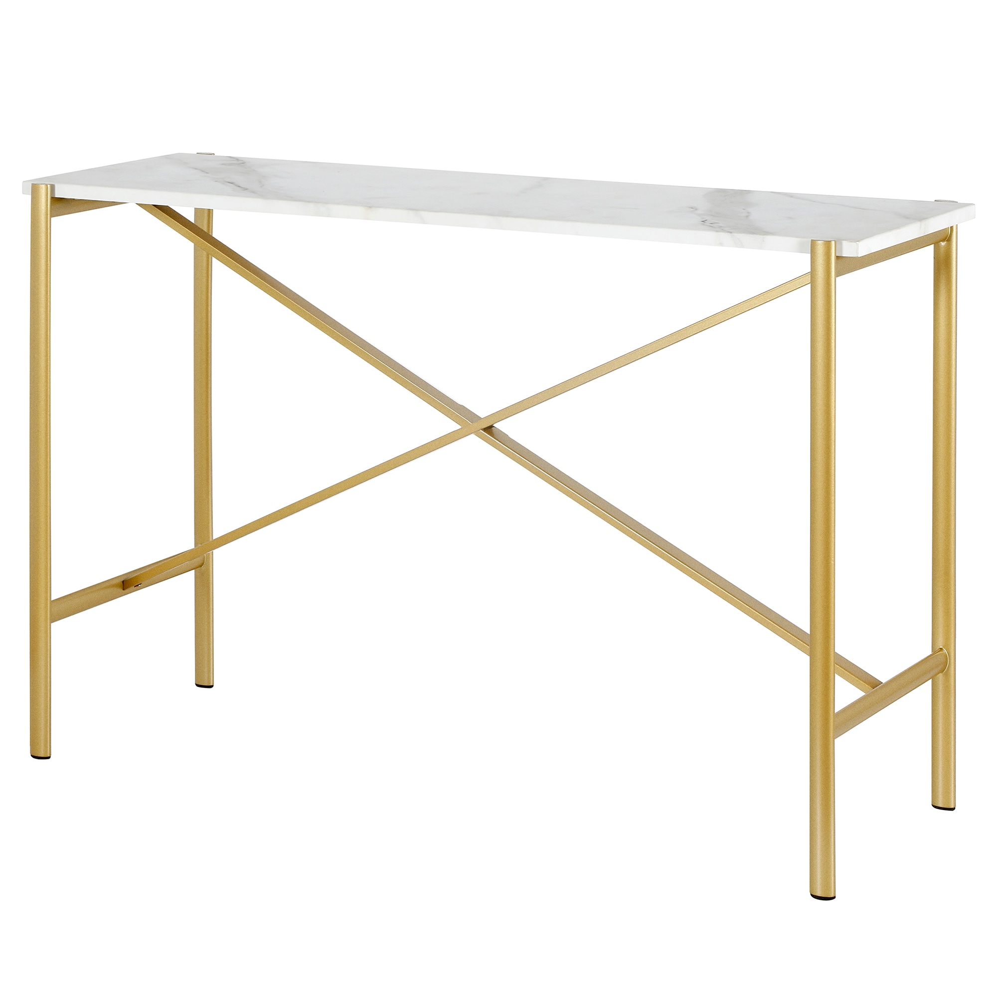 Braxton 46" Gold Finish Console Table with Faux Marble Top