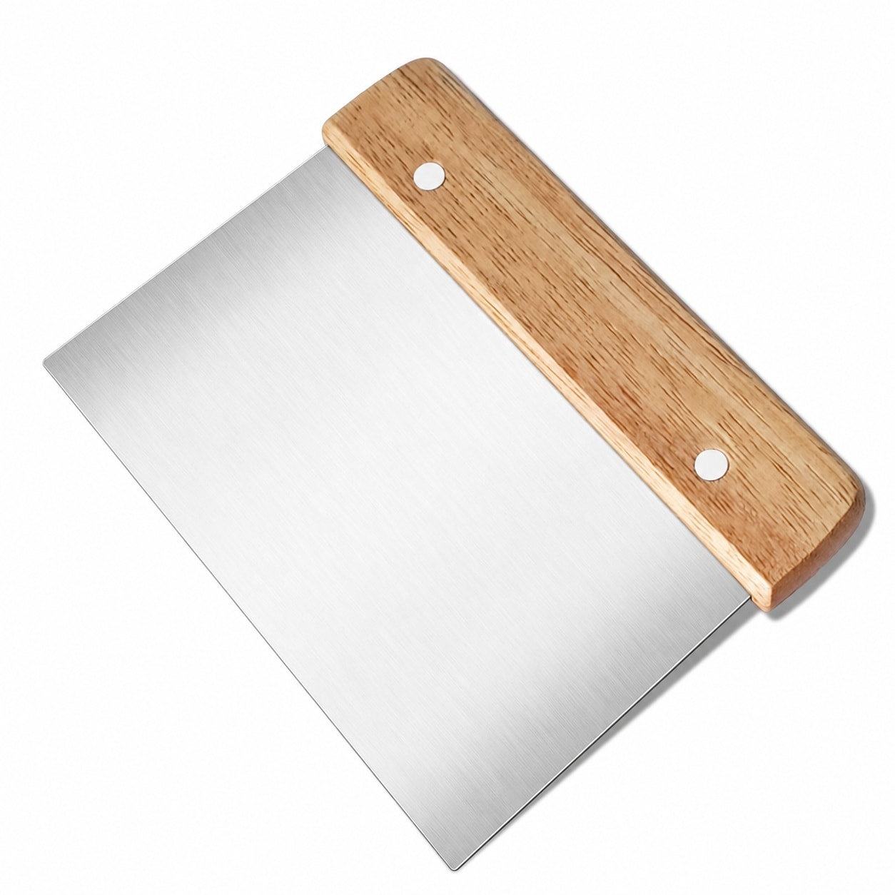 Phyfalip  Stainless Steel Dough Cutter Food Scraper with Ergonomic Wooden Handle Multipurpose Bench Tool for Bread Pastry Baking and Kitchen Use